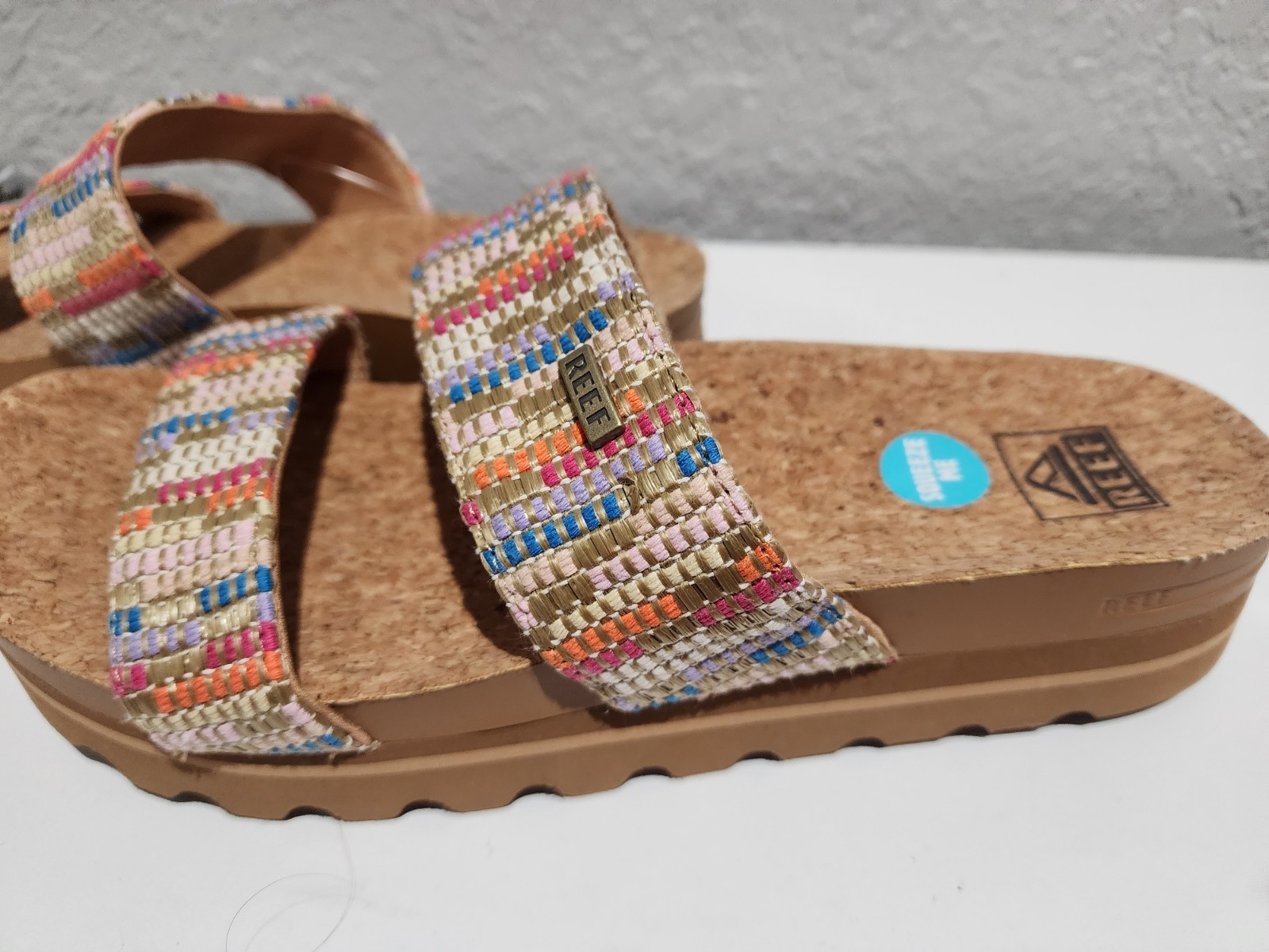 WOMEN’S REEF BEACHY WOVEN CUSHION VISTA HI PLATFORM SLIDE POOL SANDAL SIZE 7 NWT
