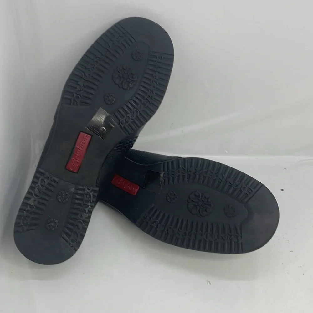 Brighton Britta Black Croc Leather Slip-on Mules Size 7