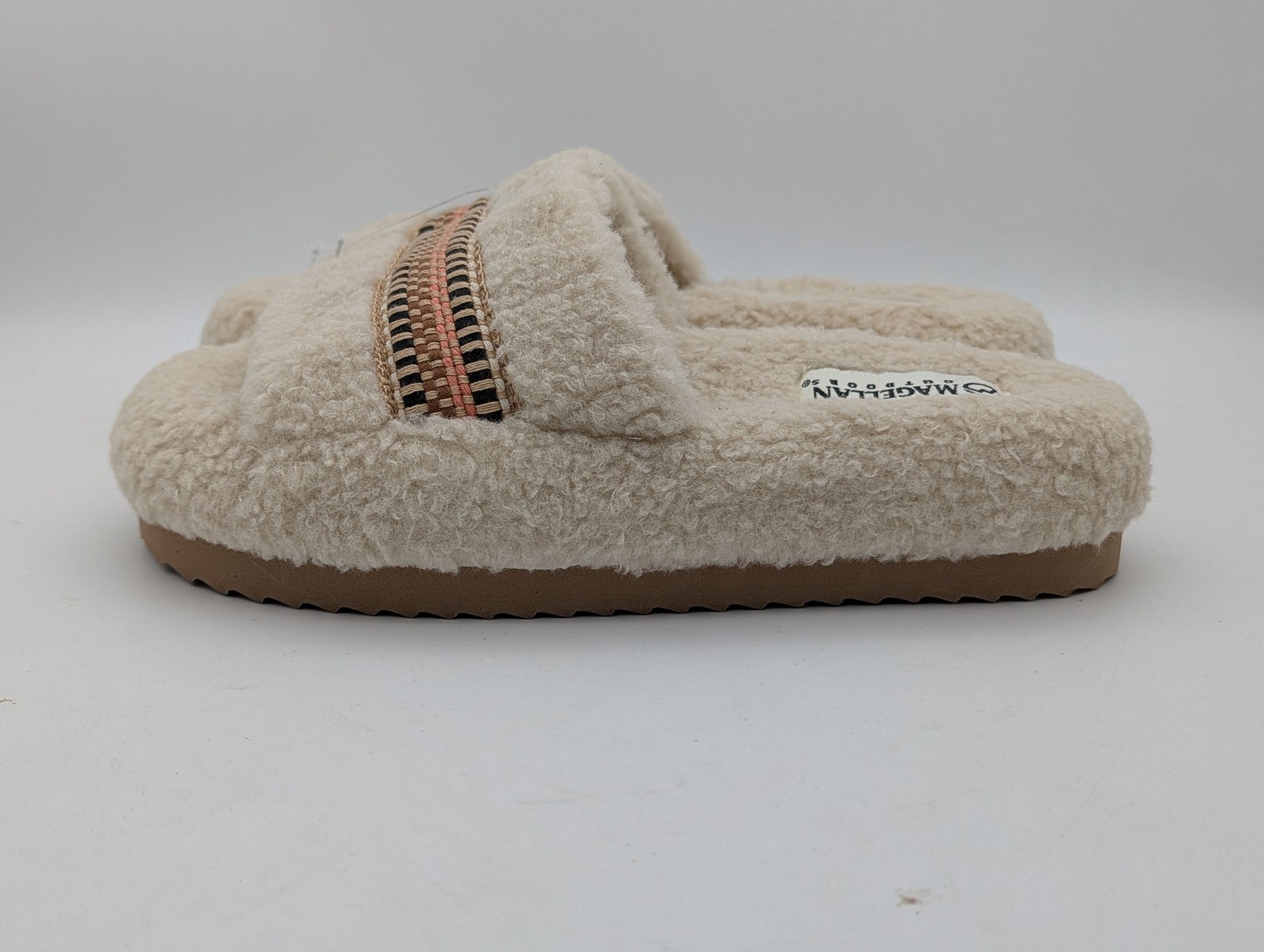 Magellan Outdoors Womens Sherpa Slide Slippers Size 7 Beige Cream Fuzzy House