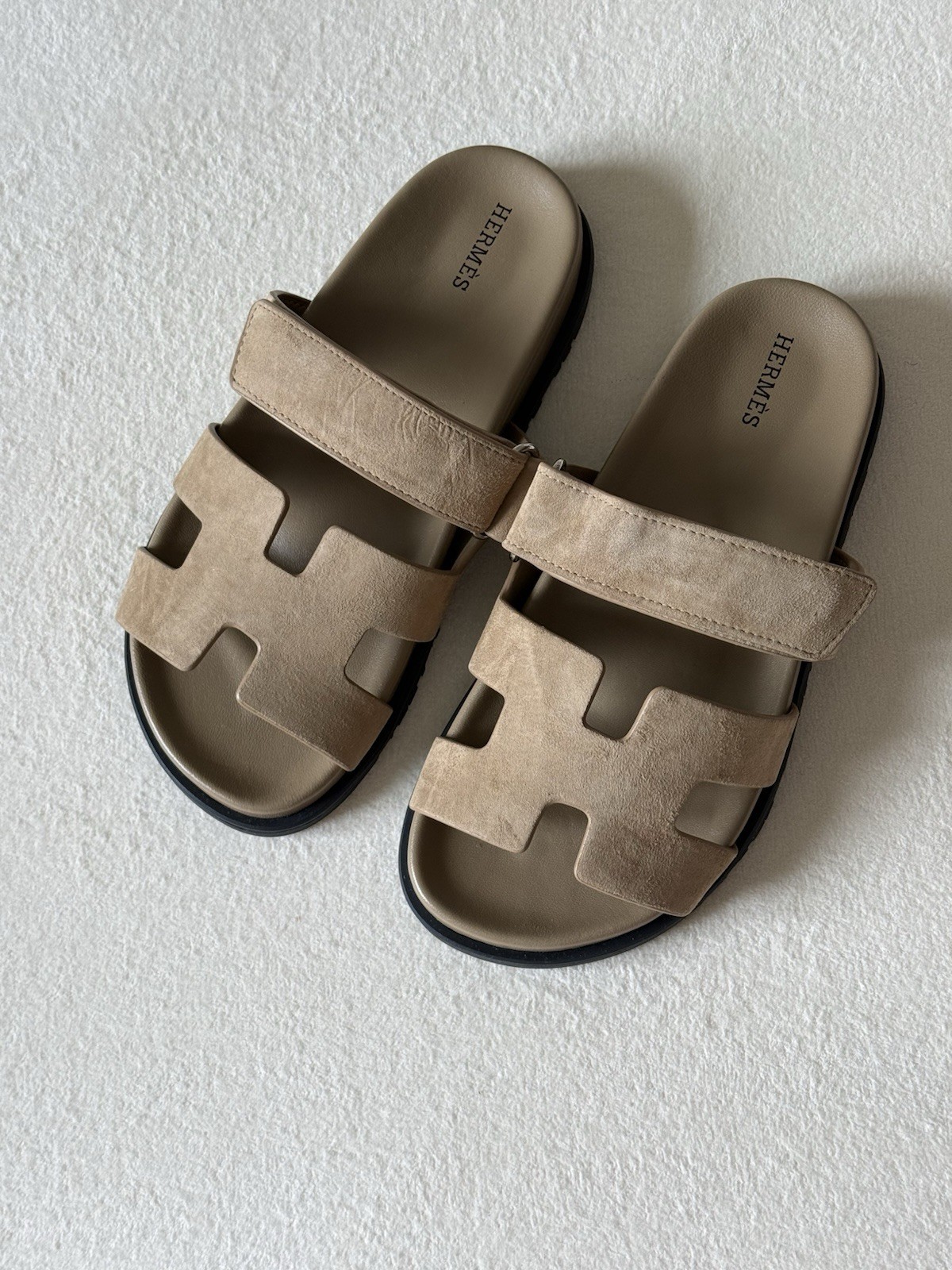 Chypre Sandals Women’s EU 38 Asphalt Grey Suede Adjustable Strap Slides P