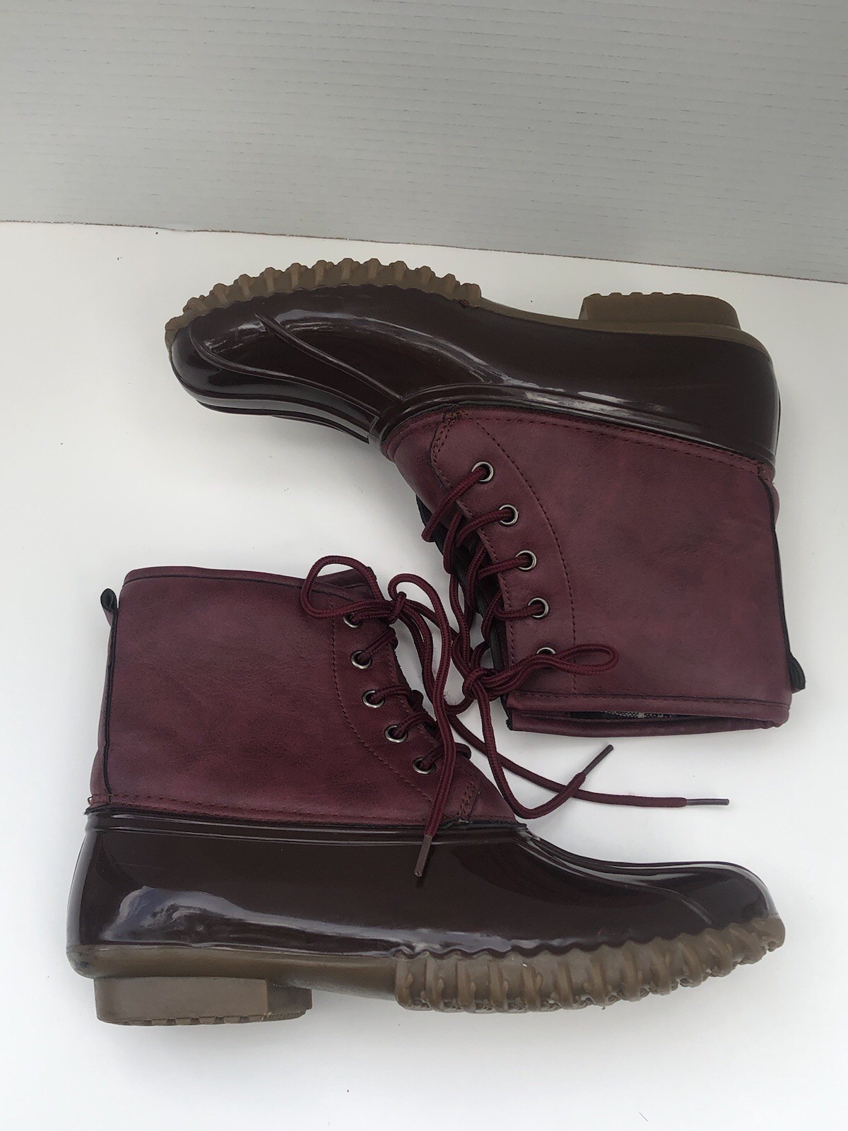 Charles Albert Women’s Vegan Leather Burgundy/Brown Weatherproof Boots Size 7