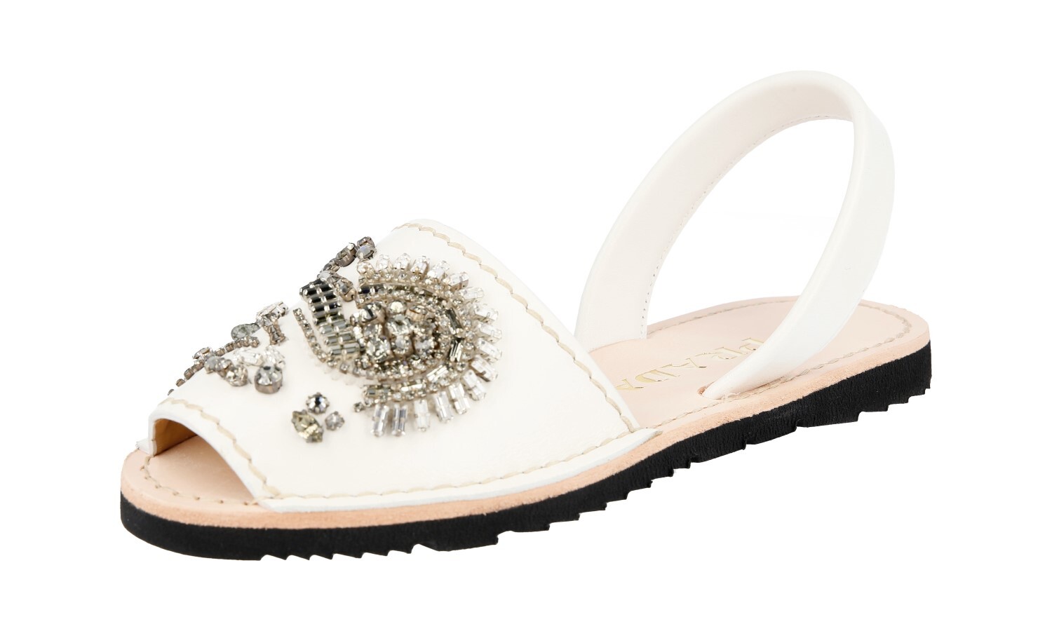 PRADA Leather Crystal Embroided Slides Mules Sandals 1X180G – US 6.5 EU 36,5