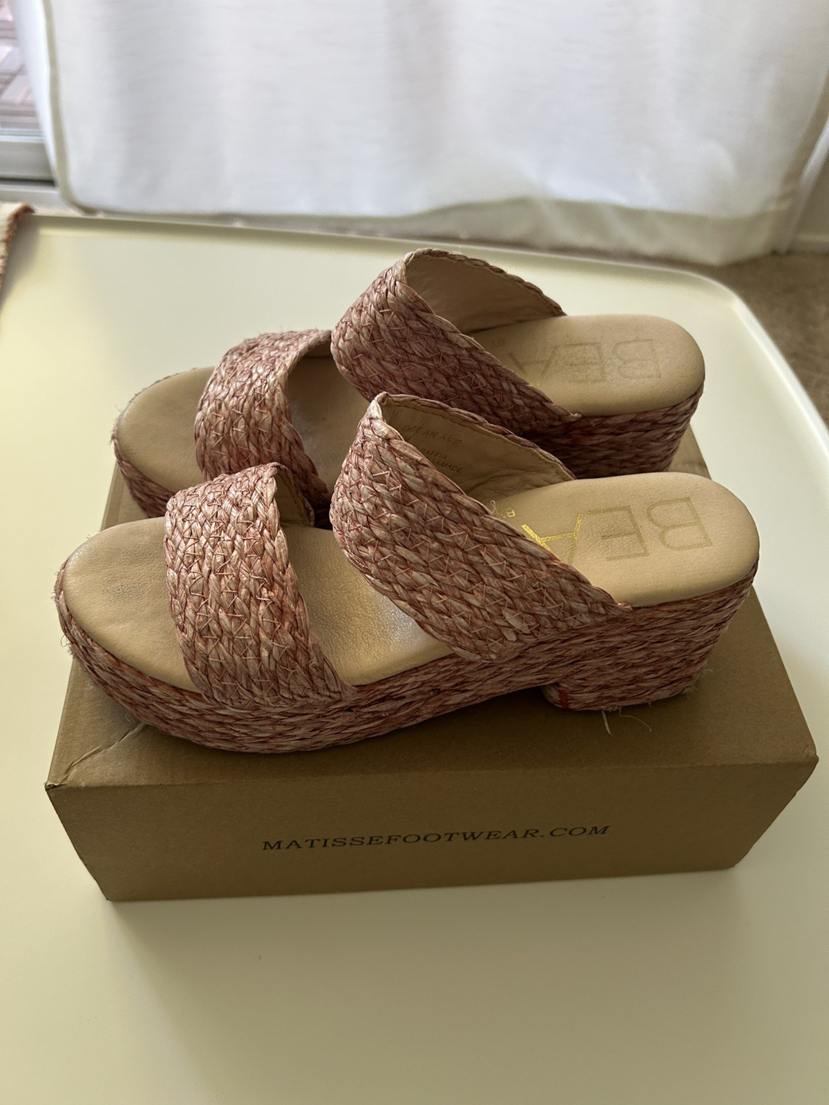 BEACH BY MATISSE OCEAN AVE ESPADRILLE SLIDE SANDALS ROSE WOMENS SZ 9