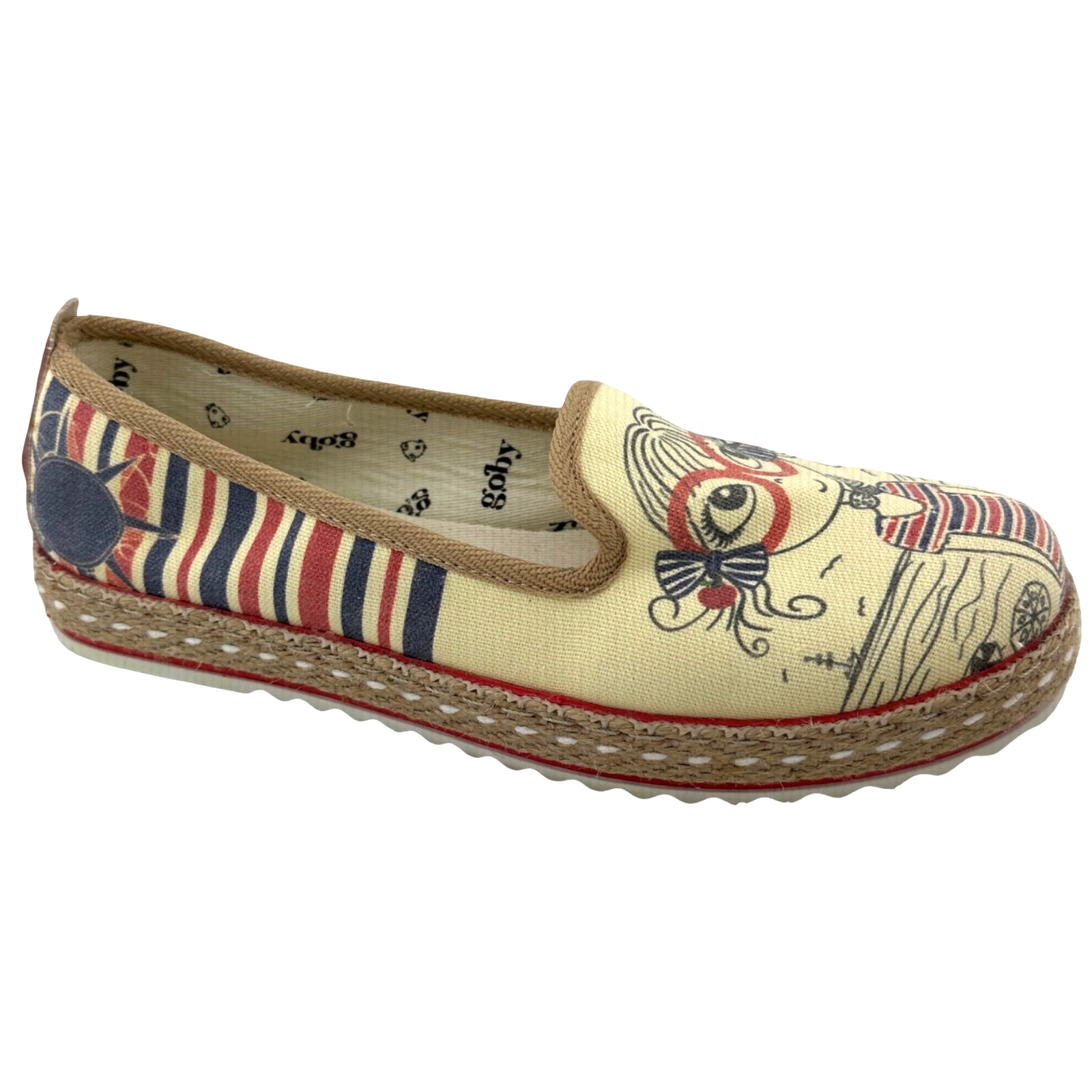 Goby Cartoon Girl Graphics We Love Summer Canvas Espadrille Sneakers Shoes 7.5