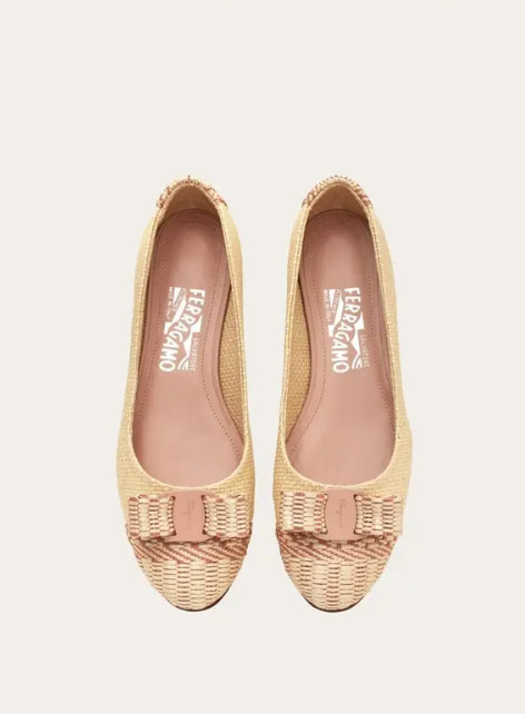 NIB NEW Salvatore Ferragamo Varina Natural Beige Woven Flats 6 6.5 7 7.5 8 8.5 C