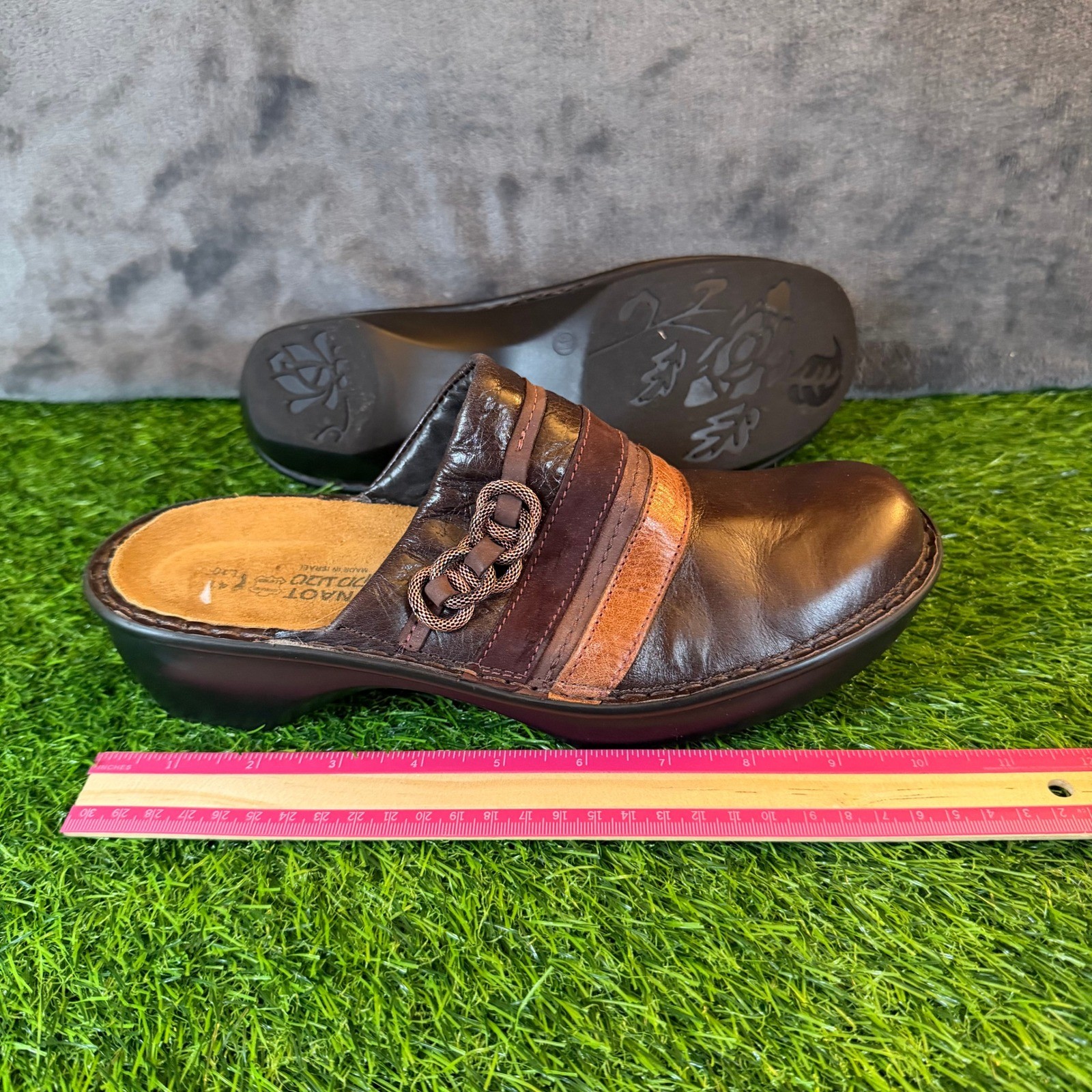 Naot Belize Leather Clogs Mules Brown Comfort Slip On Women US 10-10.5 Eu 41