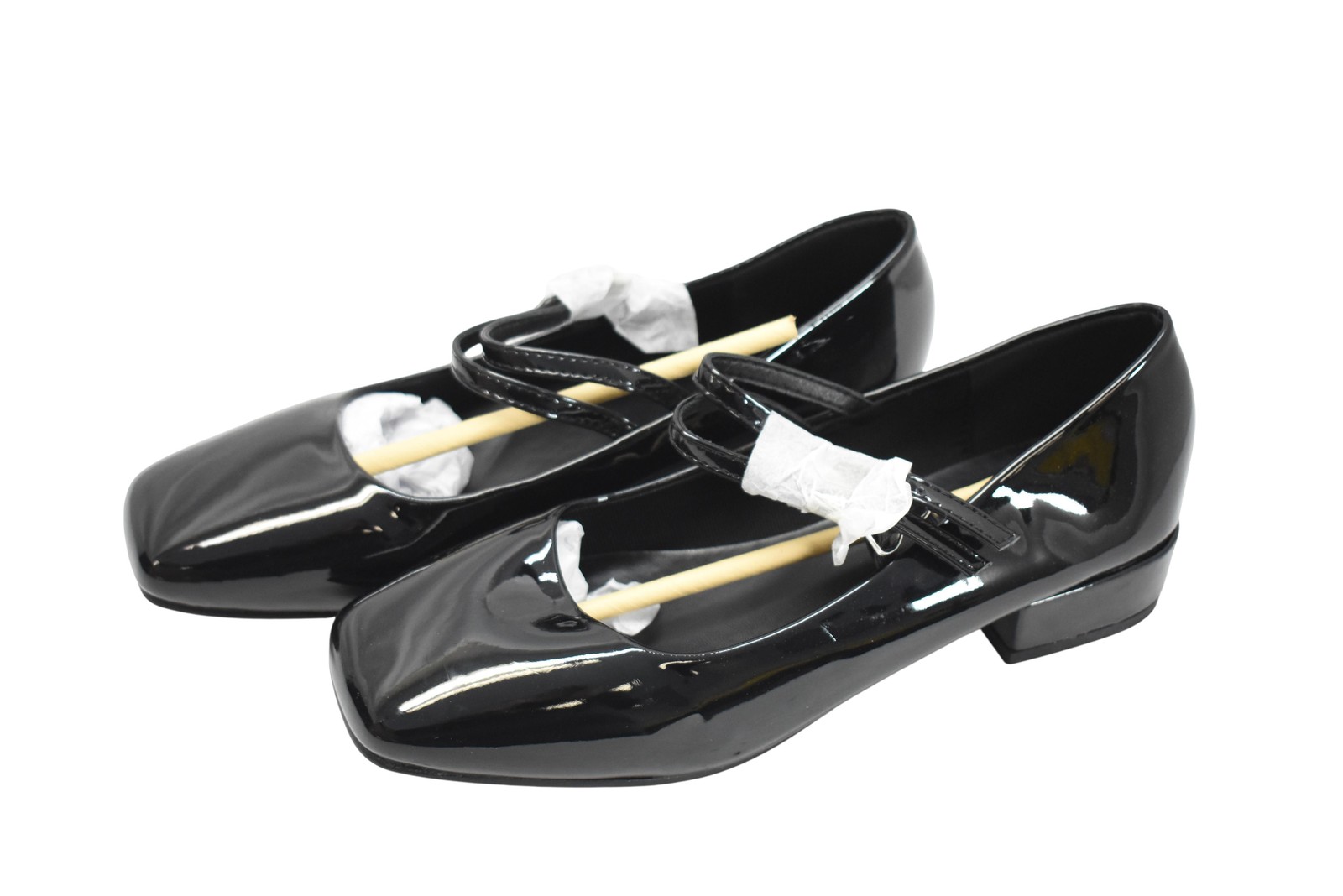 Glamorous Shoes Womens Size 9 Black Patent Double Strap Mary Jane Heels FW14181