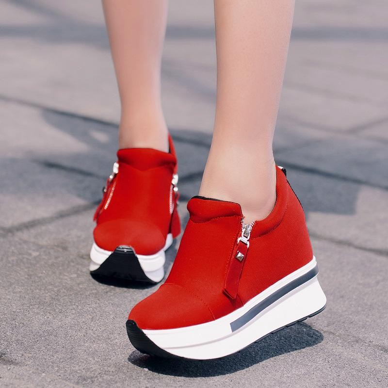 Women’s Platform Hidden Wedge Loafers Sneakers Slip On High Heels Casual Shoes