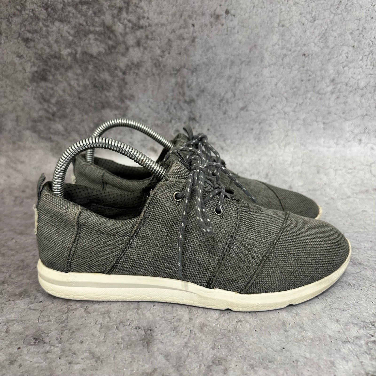 TOMS Del Rey Sneakers Women 8.5 Gray Coated Linen Low Top Athletic Shoes