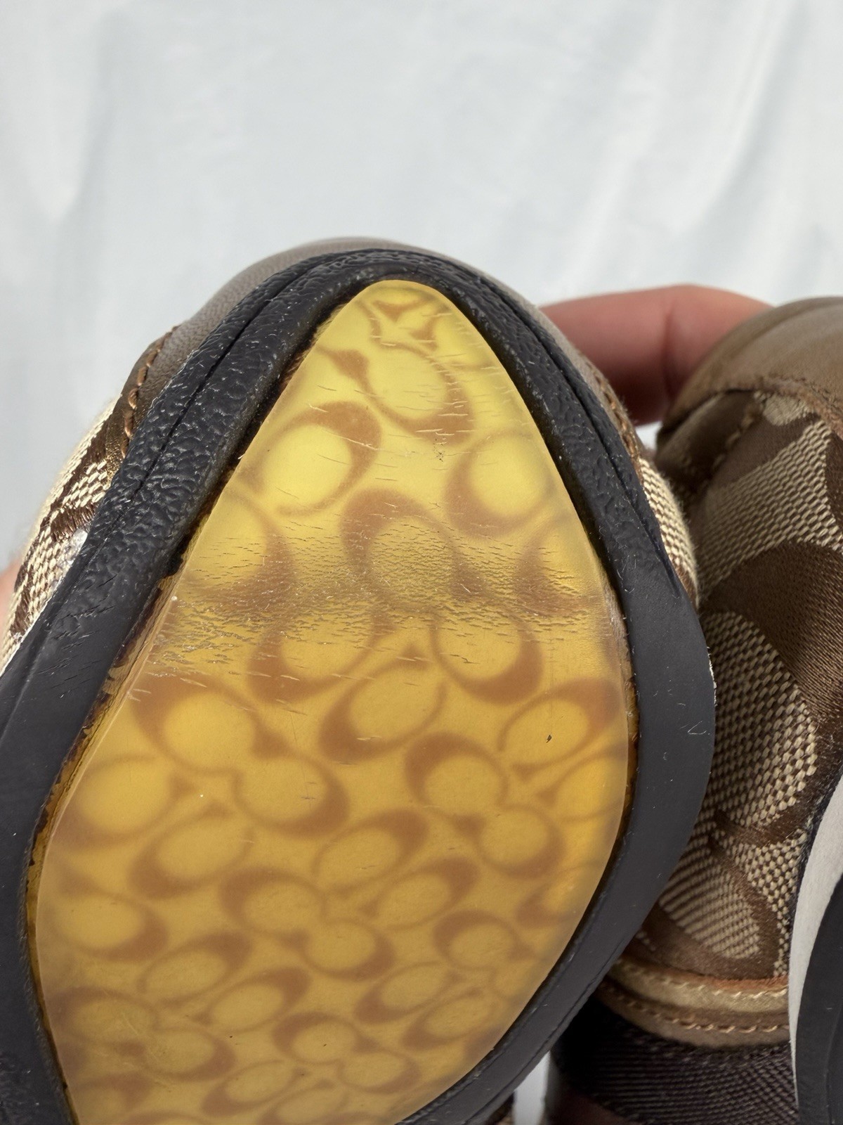Coach JAYME Brown Gold Signature C Logo Sneakers Shoes Lace Up Womens Size 10M
