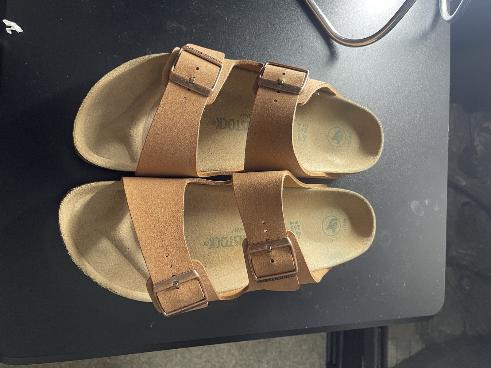Birkenstock Women’s Brown Vegan 2-Strap Buckle Slide Sandals EU 41 US 10