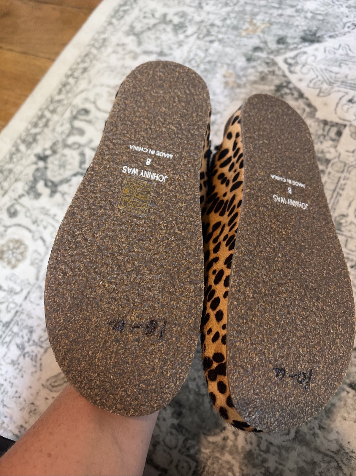 NWOB – Johnny Was Calf Hair Leopard Print Mule Shoes Size 8