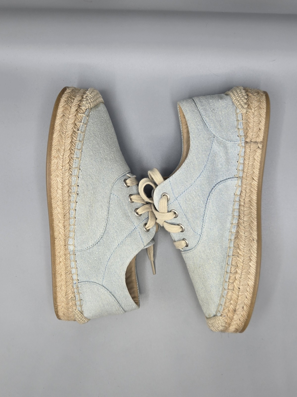 MM6 Maison Margiela Light Denim Lace-Up Platform Espadrilles Size EU 38 / US 8