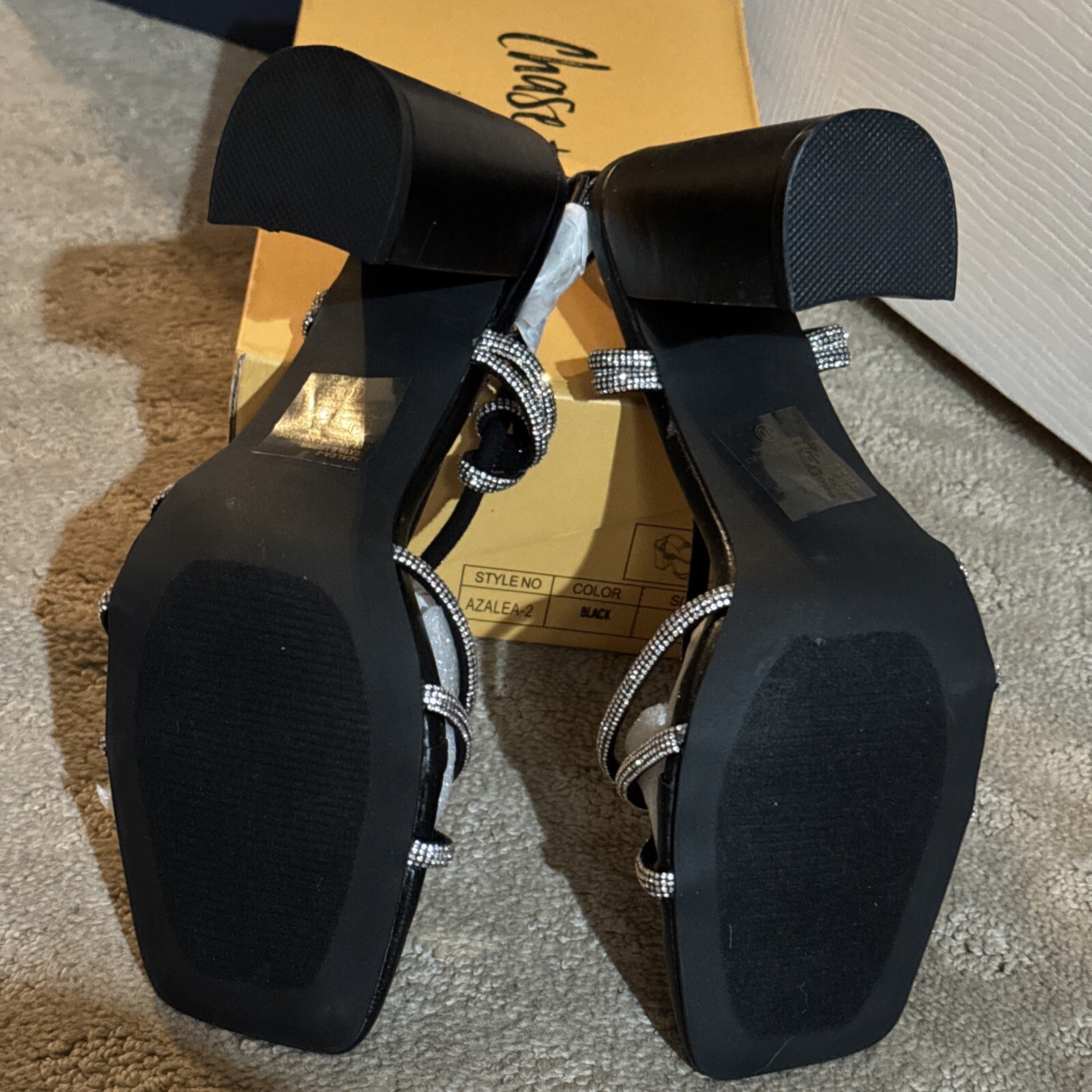 Chase & Chloe Azalea-2 Black Strappy Rhinestone Sandals. Sz 10. NIB!