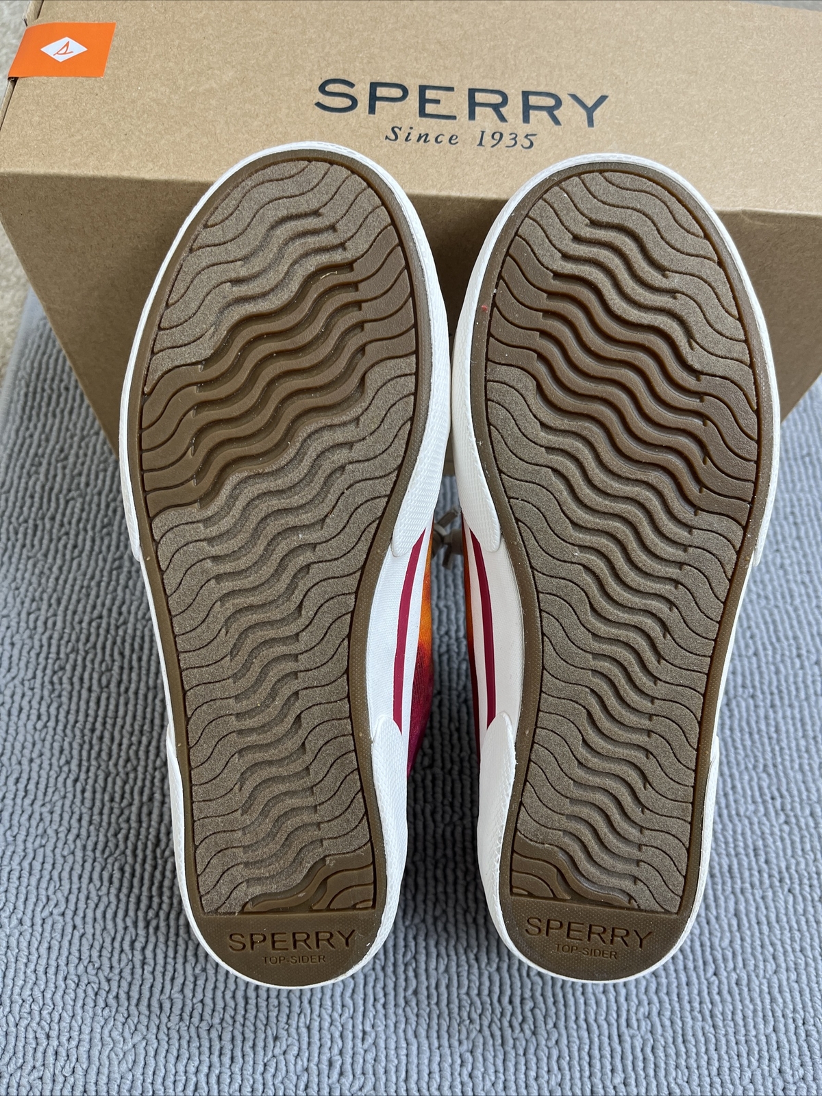 New Sperry Women/ Girl Pier Wave LTT Tiedye Shoes Pink Red Orange Size 5.5
