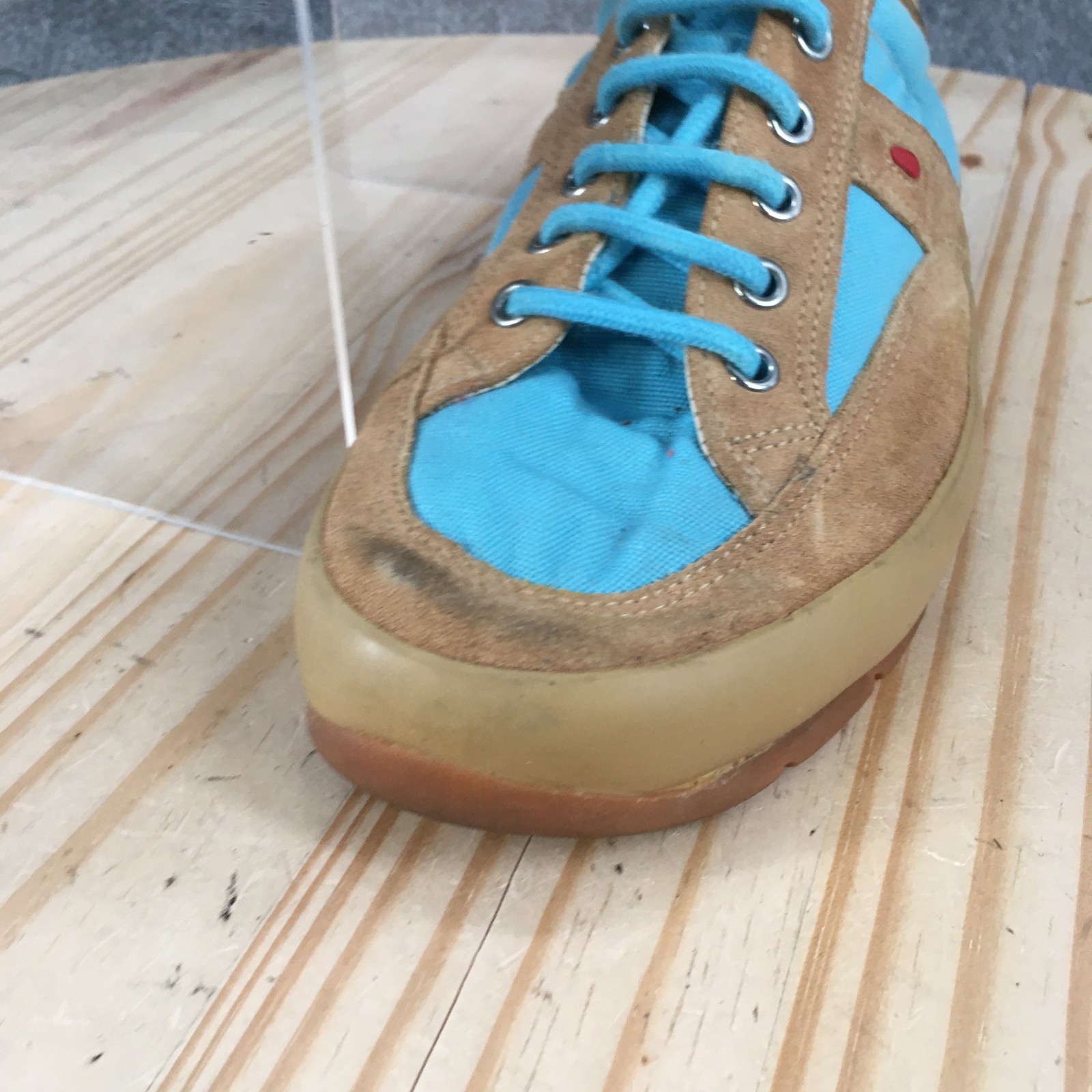 Wolky Sneaker Shoes Womens 41 Comfort Lace Up Round Toe Low Suede Tan Blue