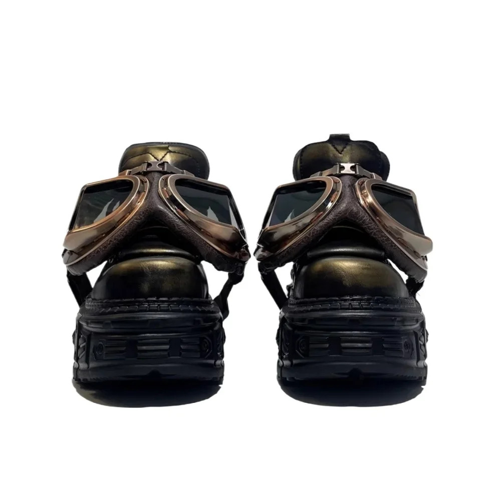 Punk Motorcycle Shoes Metal Rivet Pumps Street Rock Womens Platform Short Boots
