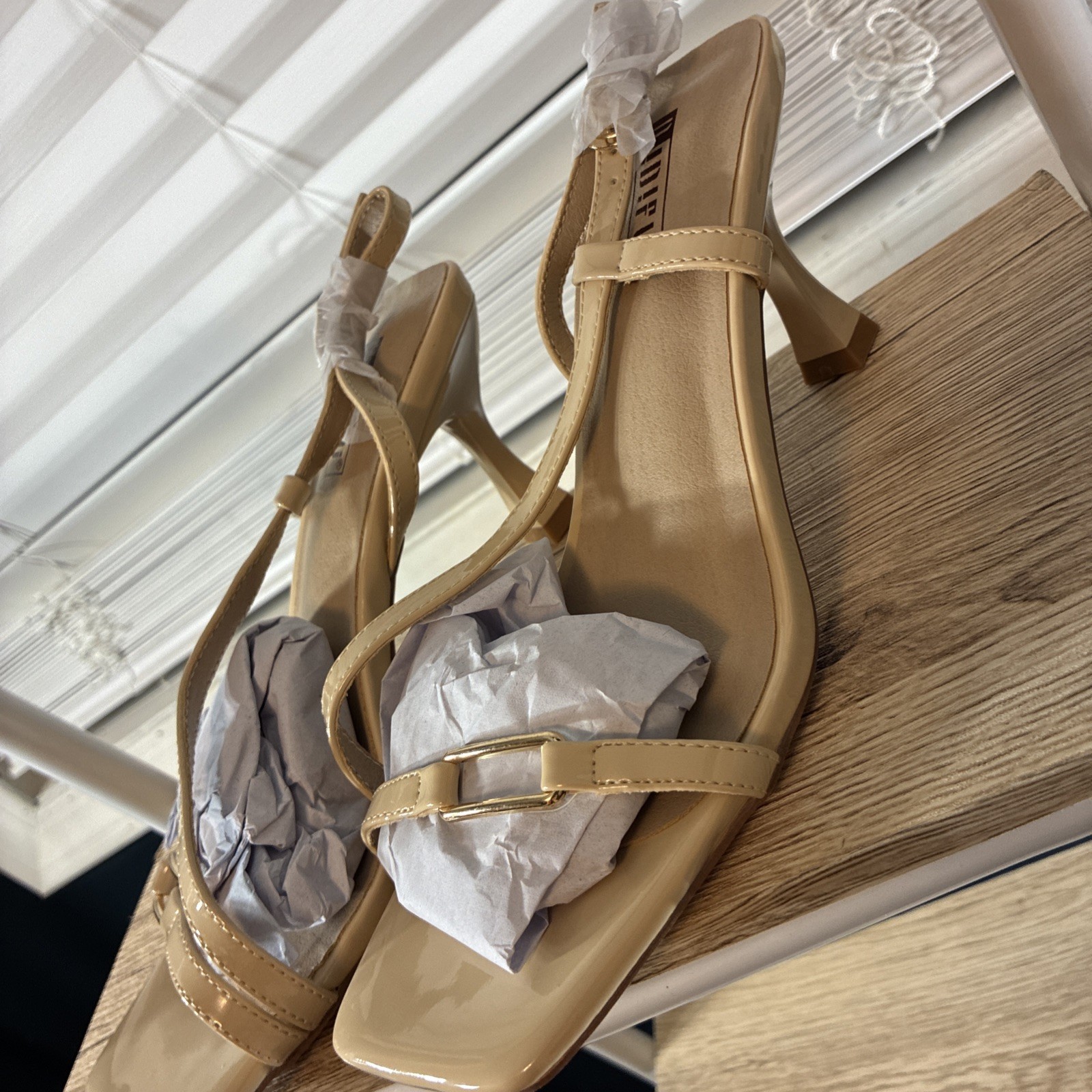 IDIFU IN3 Strappy Heels for Women Chunky Block Heels Square Toe Sz 7.5 Nude New
