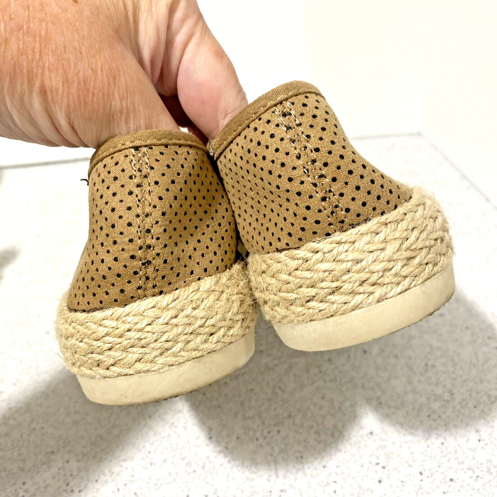 Esprit Nadine Espadrille Flats US 7.5M Tan Faux Suede Textile Uppers Casual Shoe