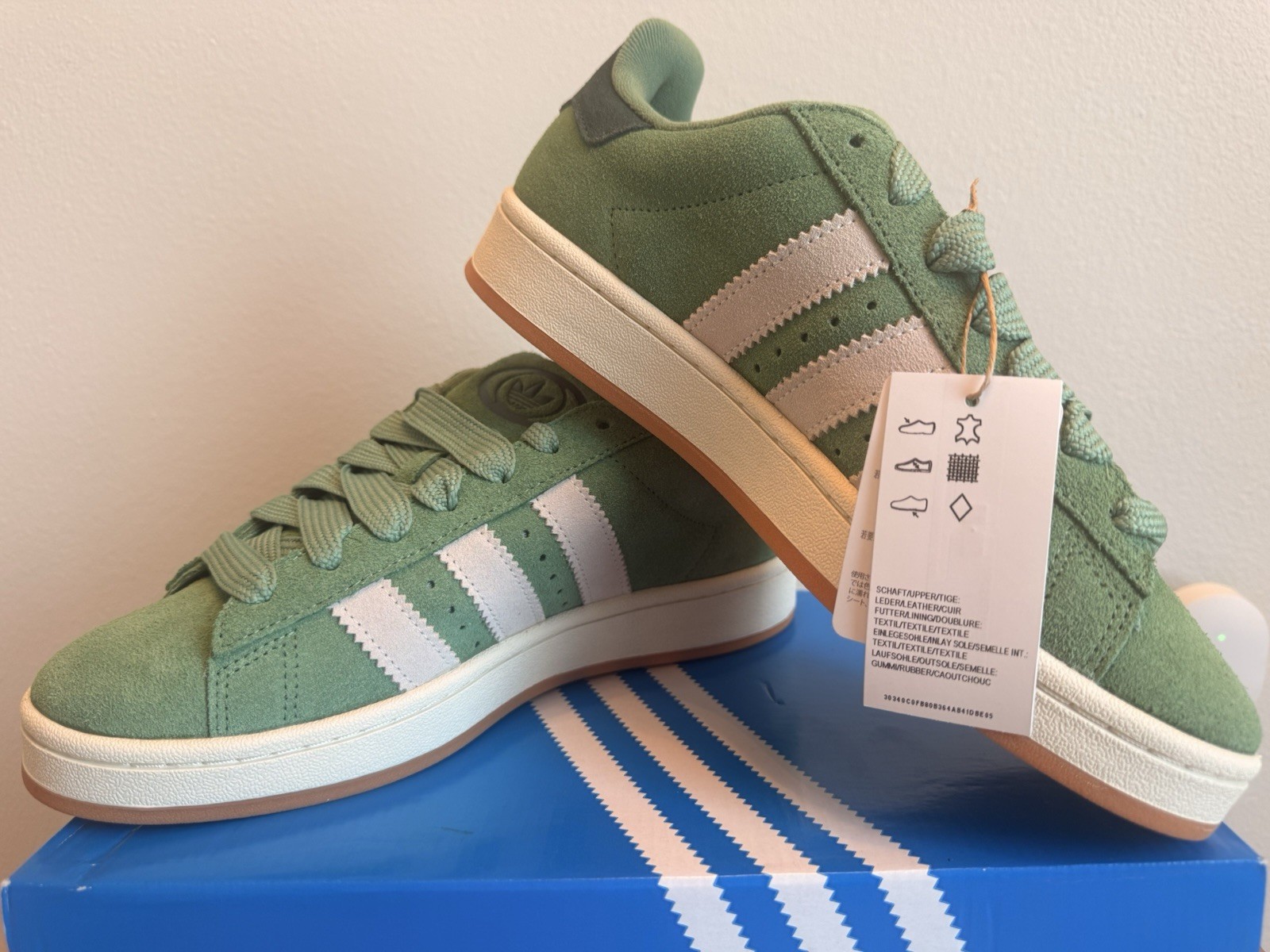 adidas Campus 00s W Low Top Suede Sneakers Green/White JR0104 Size 9.5