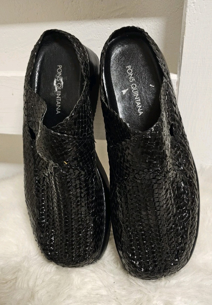 Pons Quintana Sabot size 37 genuine leather sandals Nero handmade new unworn