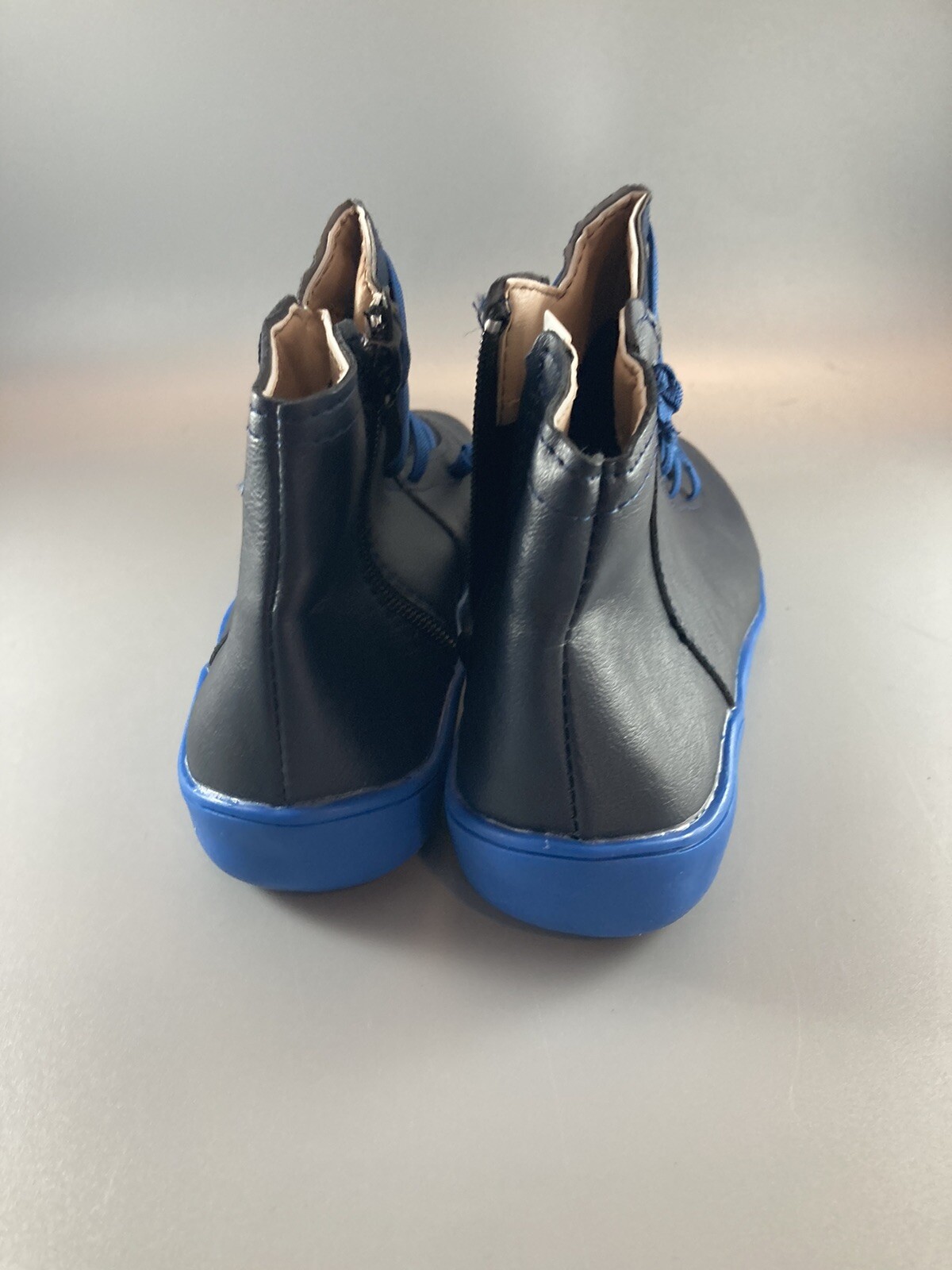 Womens Retro 7 Lace-Up Zip Casual Ankle Boots Solid Color Round Toe Black Blue