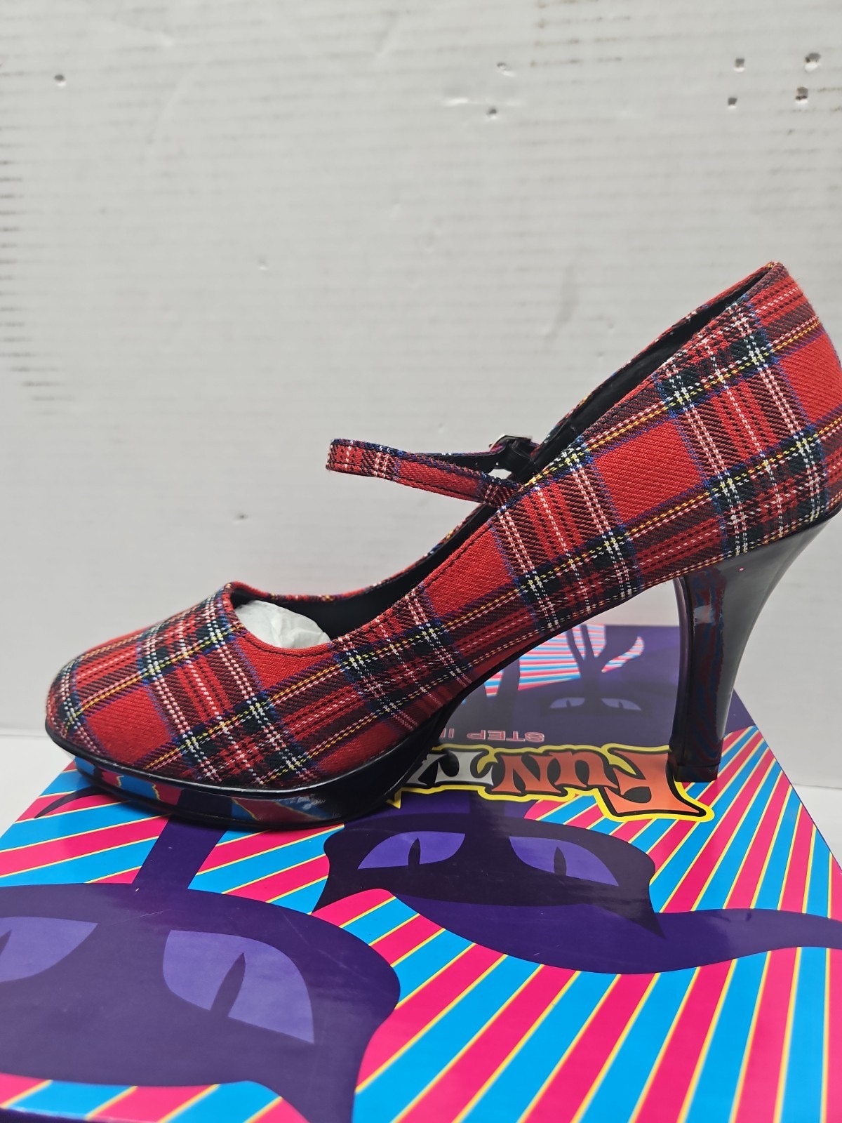 The Funtasma by Pleaser College-04 Pump red plaid New Old STOCK IN BOX Size 11