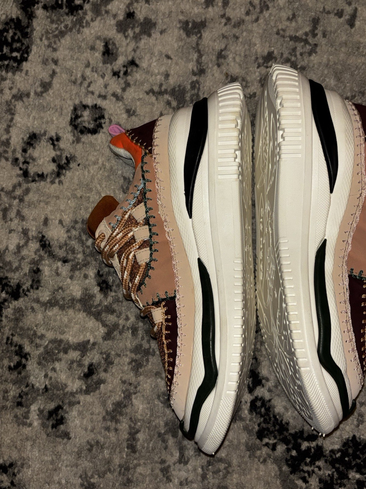 FARM Rio Zigzag Platform Sneaker White Multi Colored Women’s Size 7.5