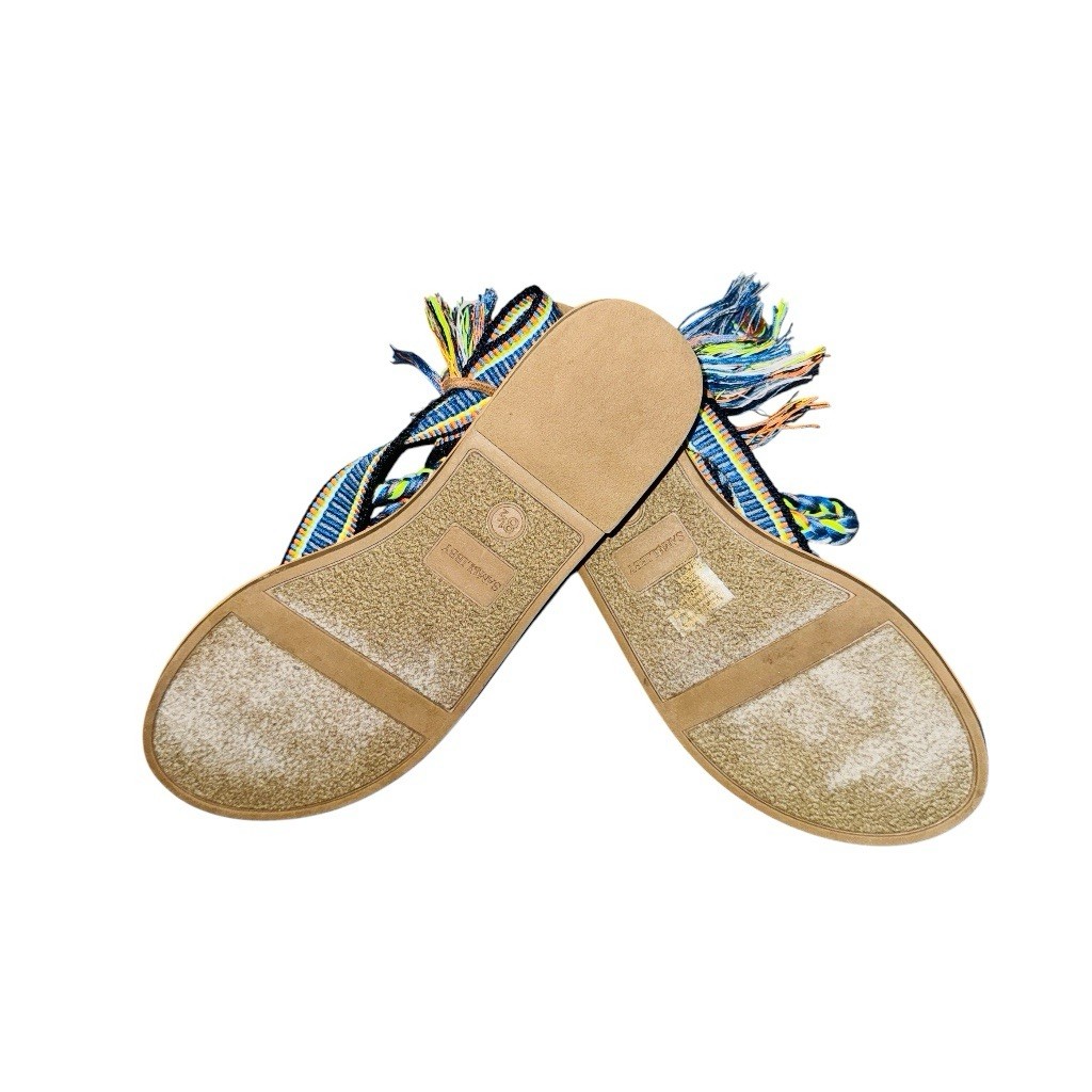 Sam & Libby Women’s Striped Ankle Wrap Tie Tassel Thong Sandals US 8.5
