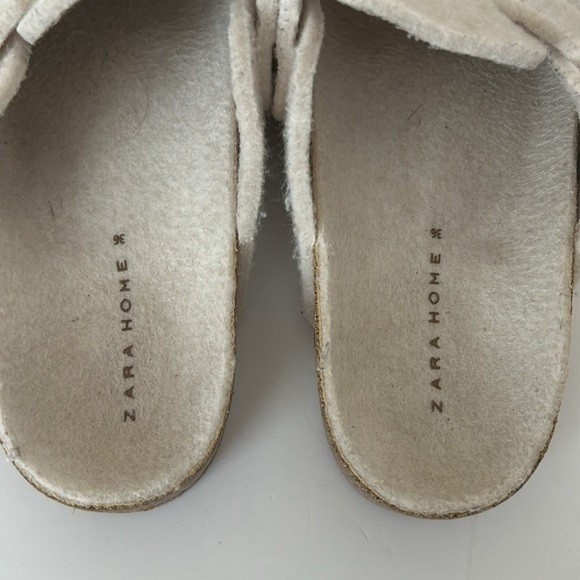Zara Home Felt Lined Adjustable Buckle Mule Clog Sip On House Outdoor Slipper 36