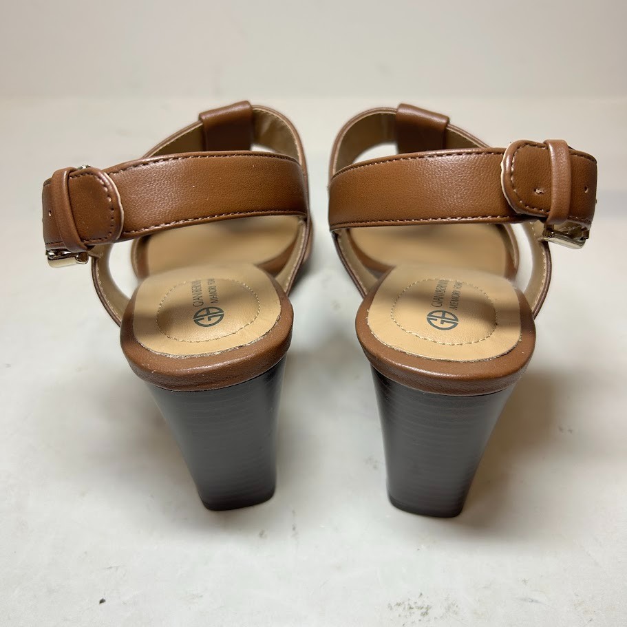 Giani Bernini Womens 6 M Saddle Brown Paulette Block Heel Sandals NIB LJ6