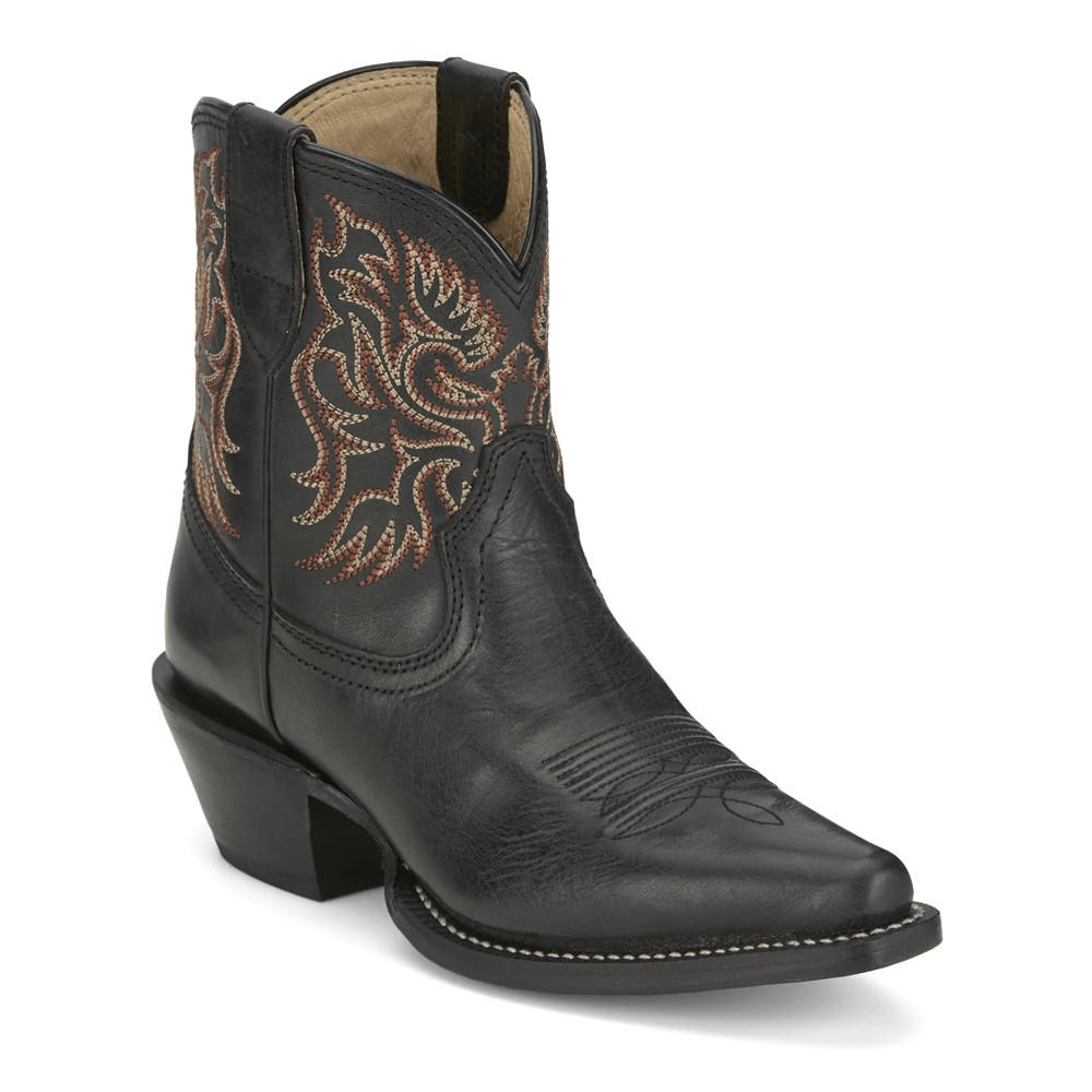 Justin Boots Isabella Snip Toe Pull On Cowboy Womens Black Dress Boots VN4422
