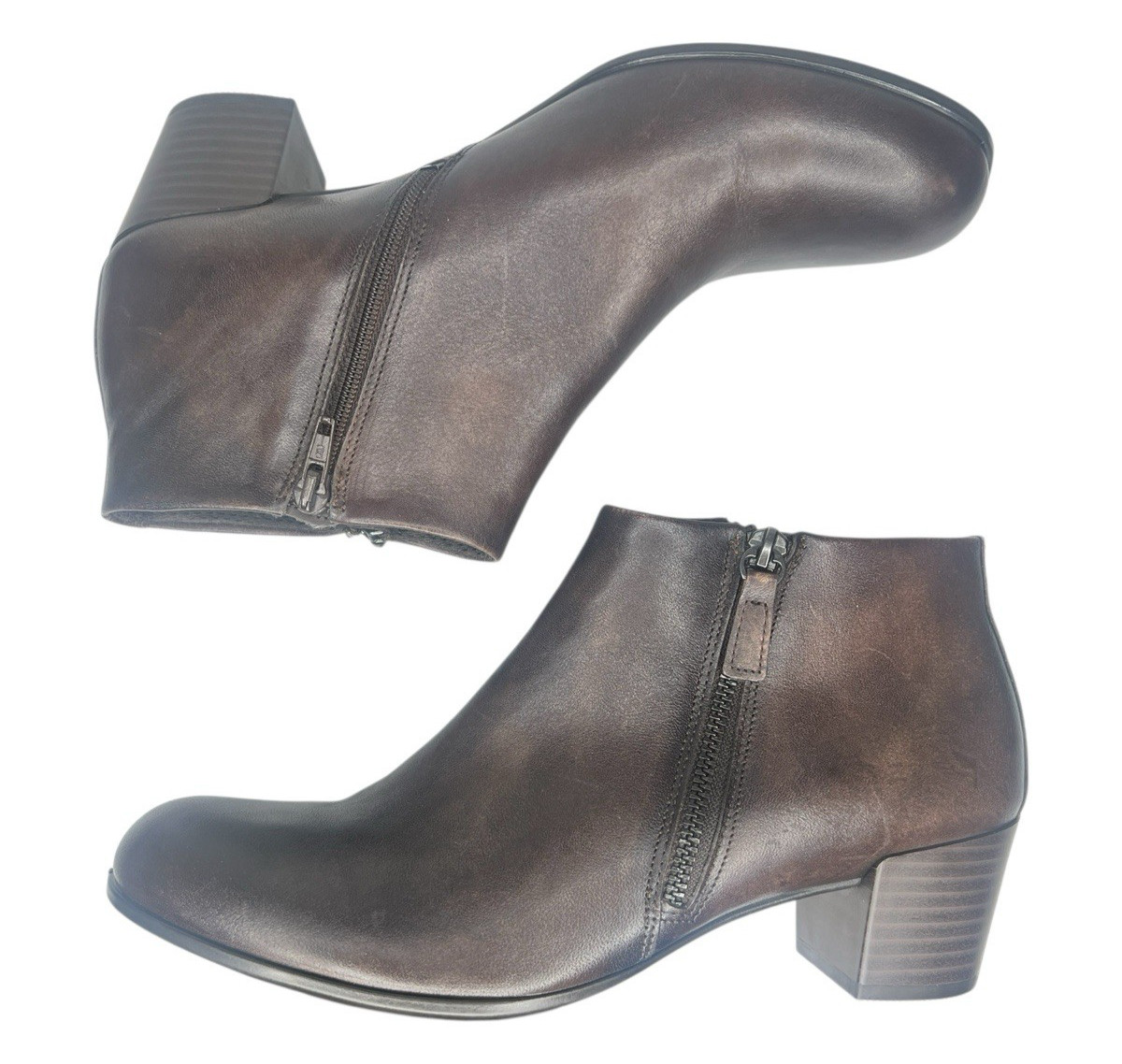 ECCO SHAPE M35 Zip Cocoa Brown Leather Ankle Boot Women’s Sz EU41/US10-10.5