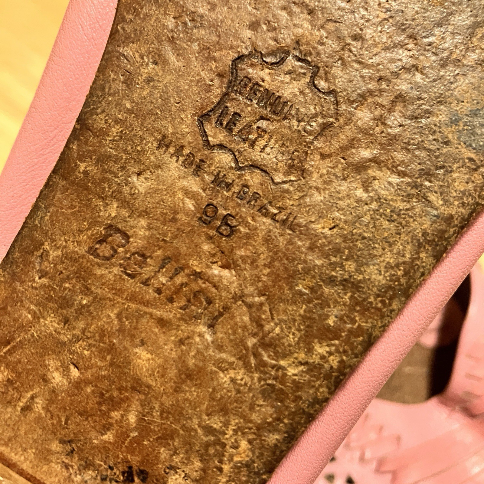 Vintage Pink Leather Huarache Moccasin Loafers