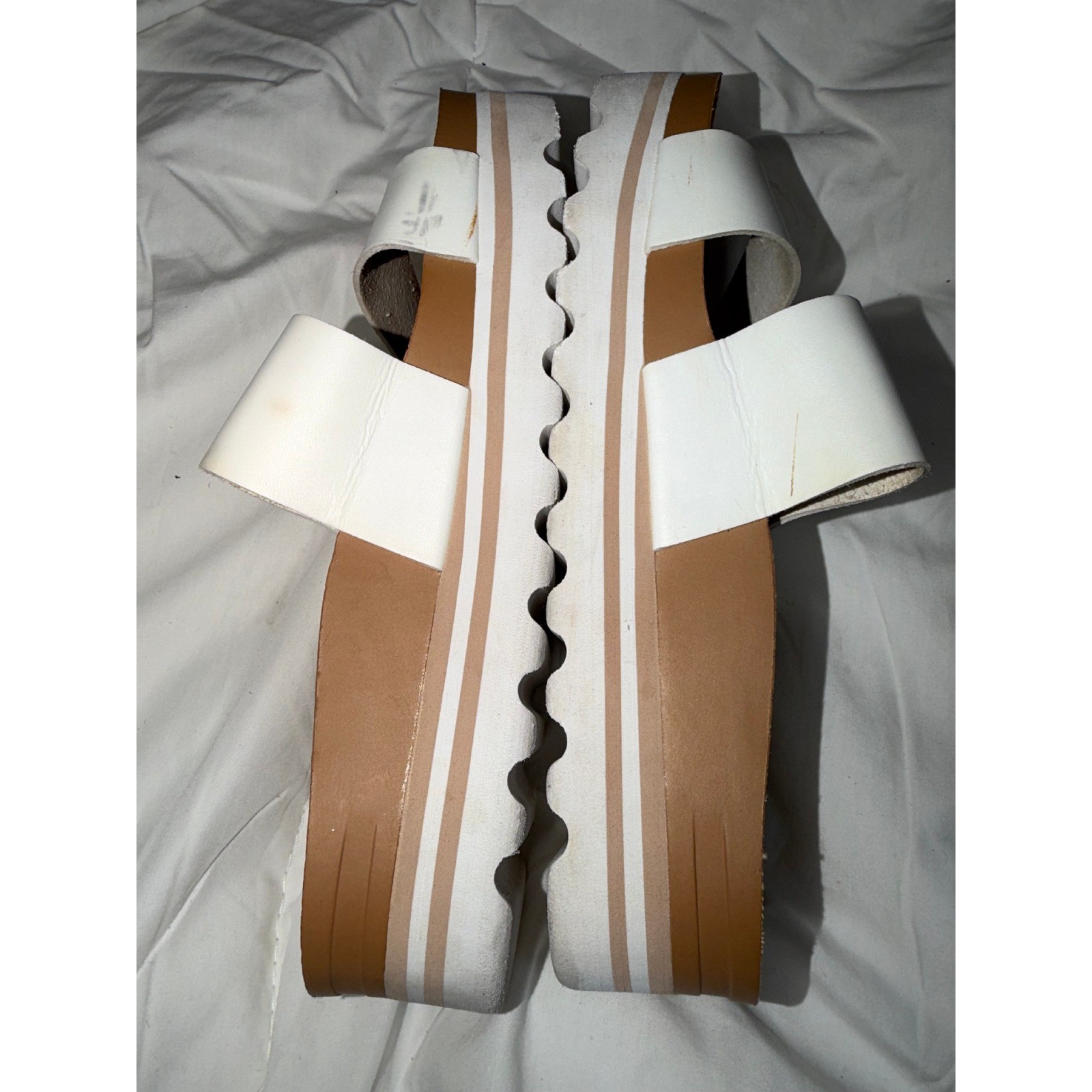 Reef Vista Hi White Double Strap Platform Sandals Cork Footbed Womens