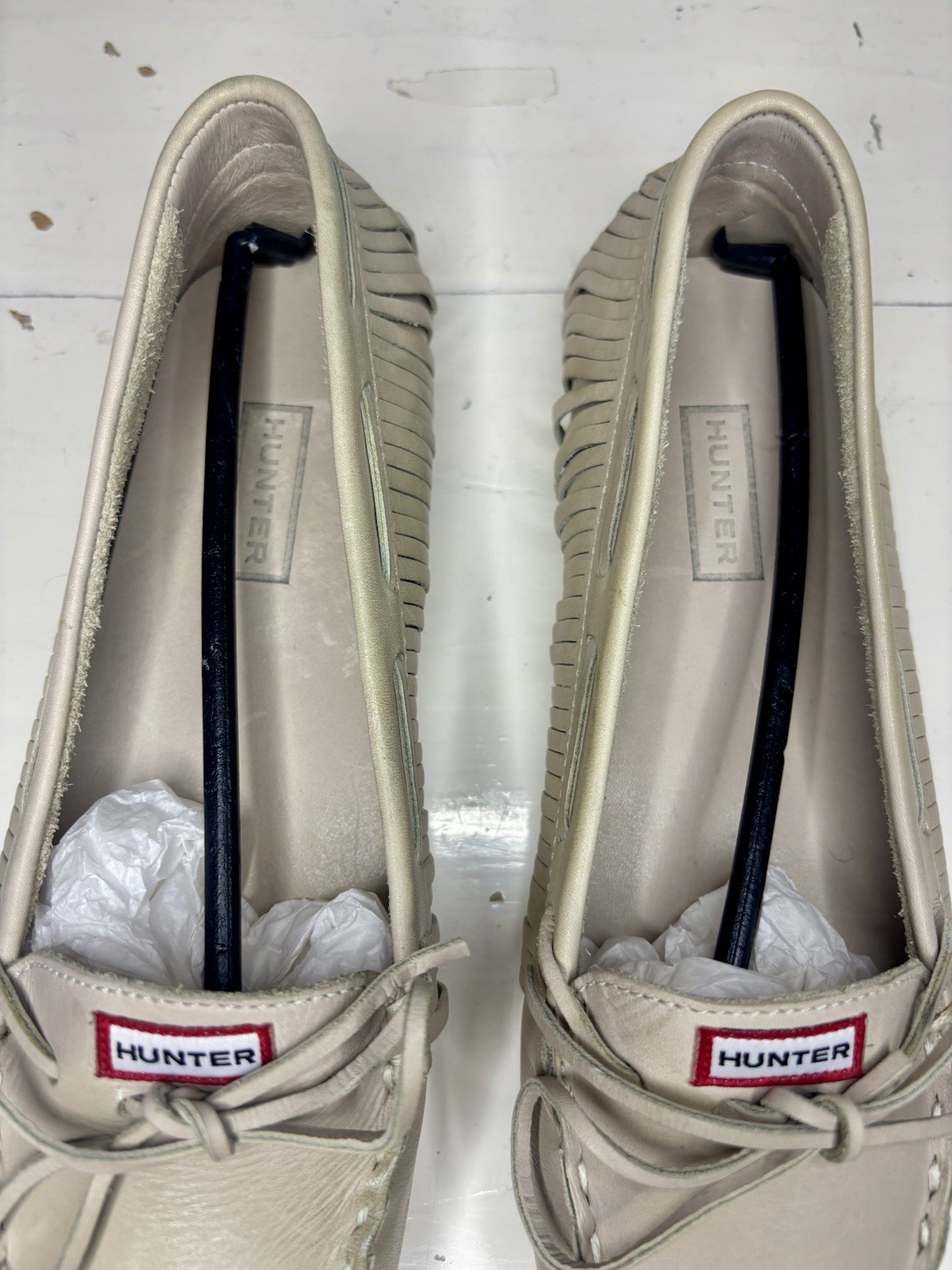 NEW Hunter 100% Leather Women’s Beige Moccasin Flats EU 38 US 7 Slip-On RARE!