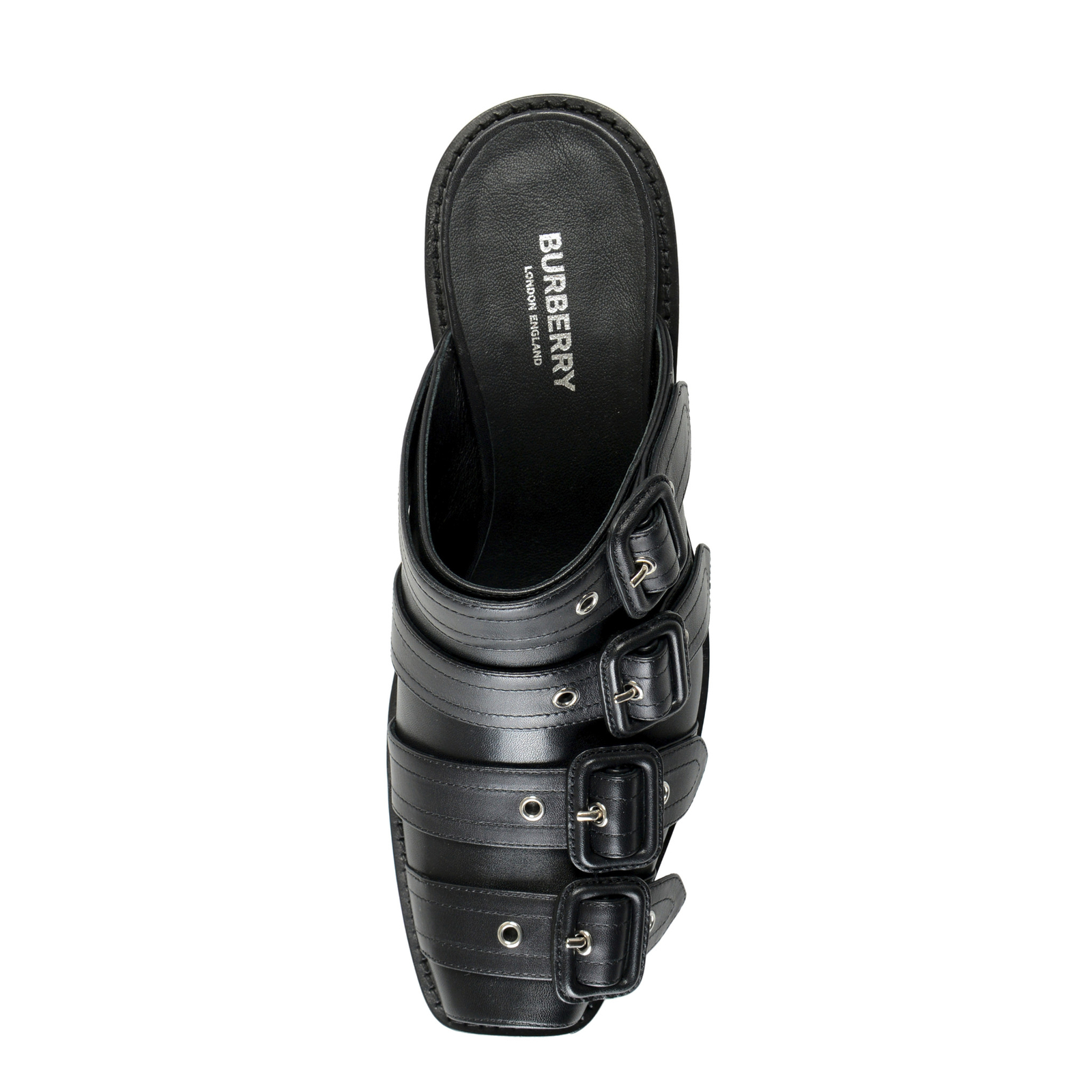 Burberry Women’s «Barcroft» Black Heeled Mules Sandals Shoes US 6 IT 36