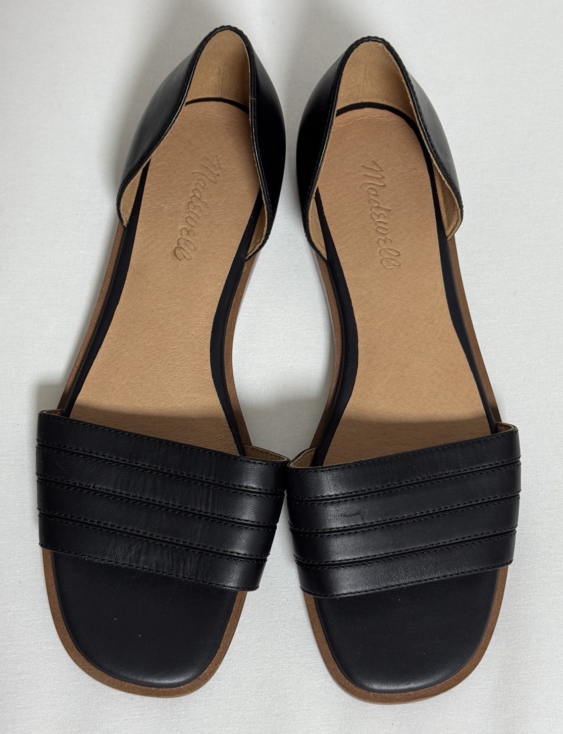 Madewell The Nelda Black Leather d’Orsay Flats Sz 9 M