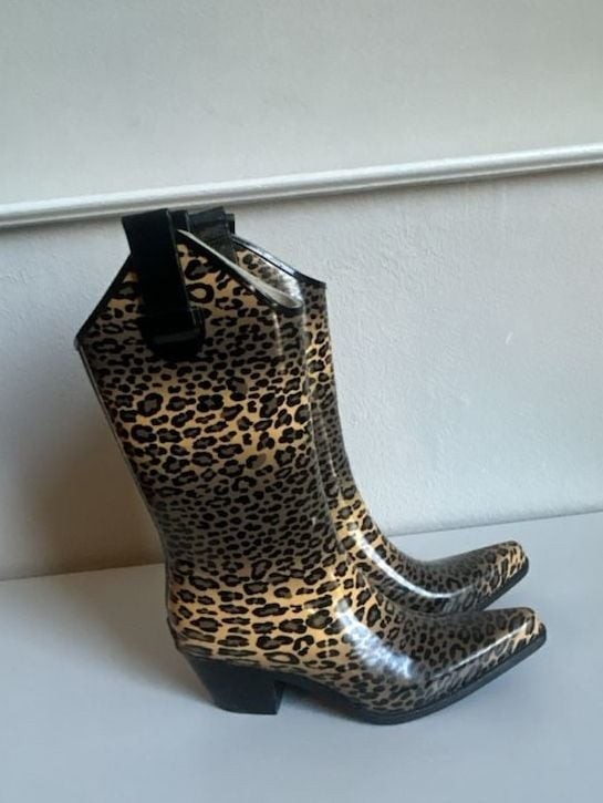 Leopard Print Rubber Cowgirl Rain Boots