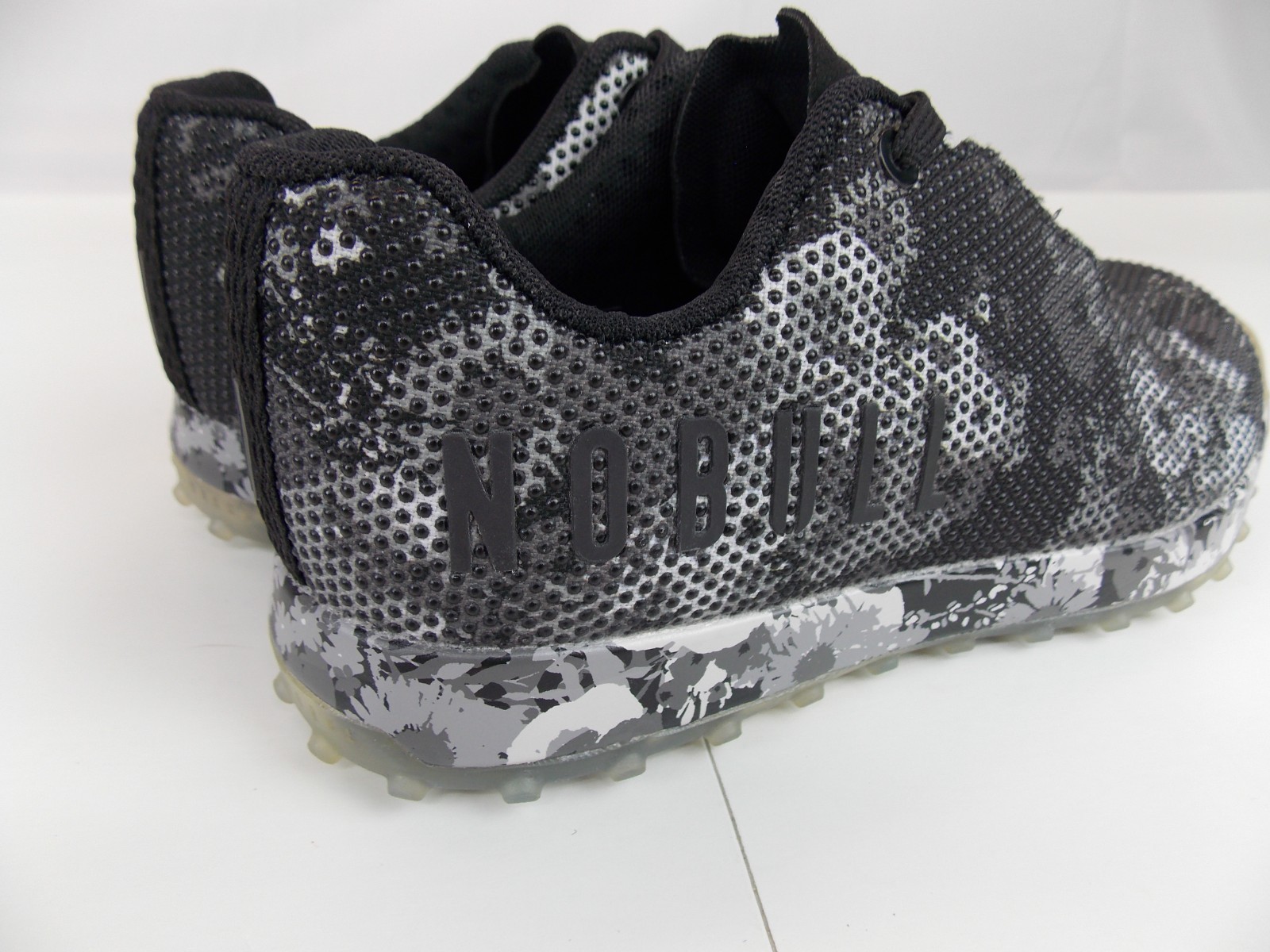 NoBull Womens Floral Trainer Shoes Black Gray White Athletic Workout SZ 7