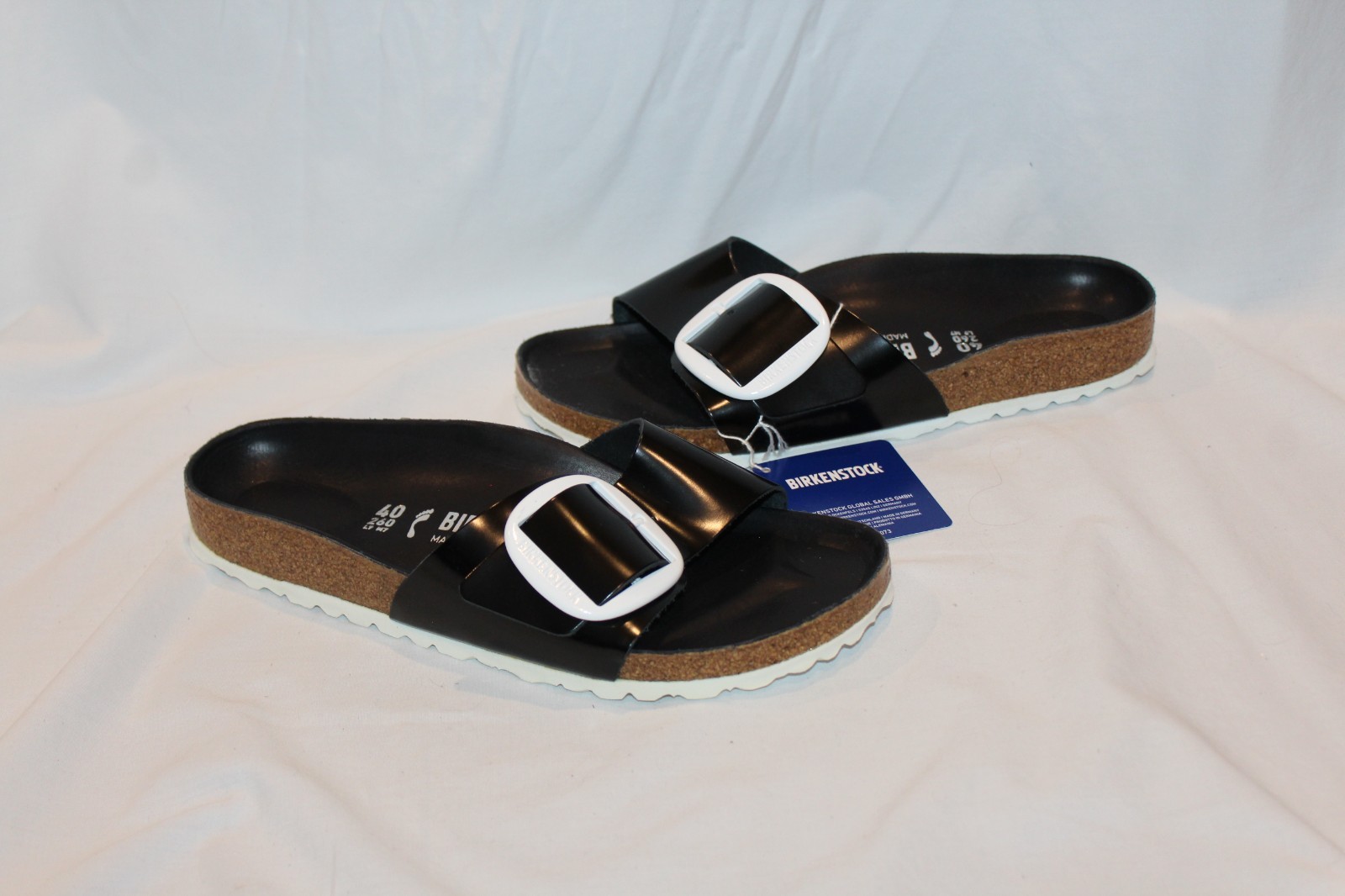 Birkenstock Women Madrid Big Buckle Leather High Shine Sandals Black EU 39 NAR
