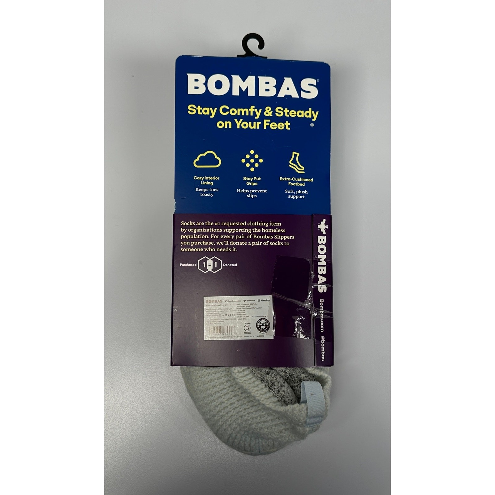 Bombas The Gripper Slipper Half Socks Retro Fair Isle Size M NWT #84B