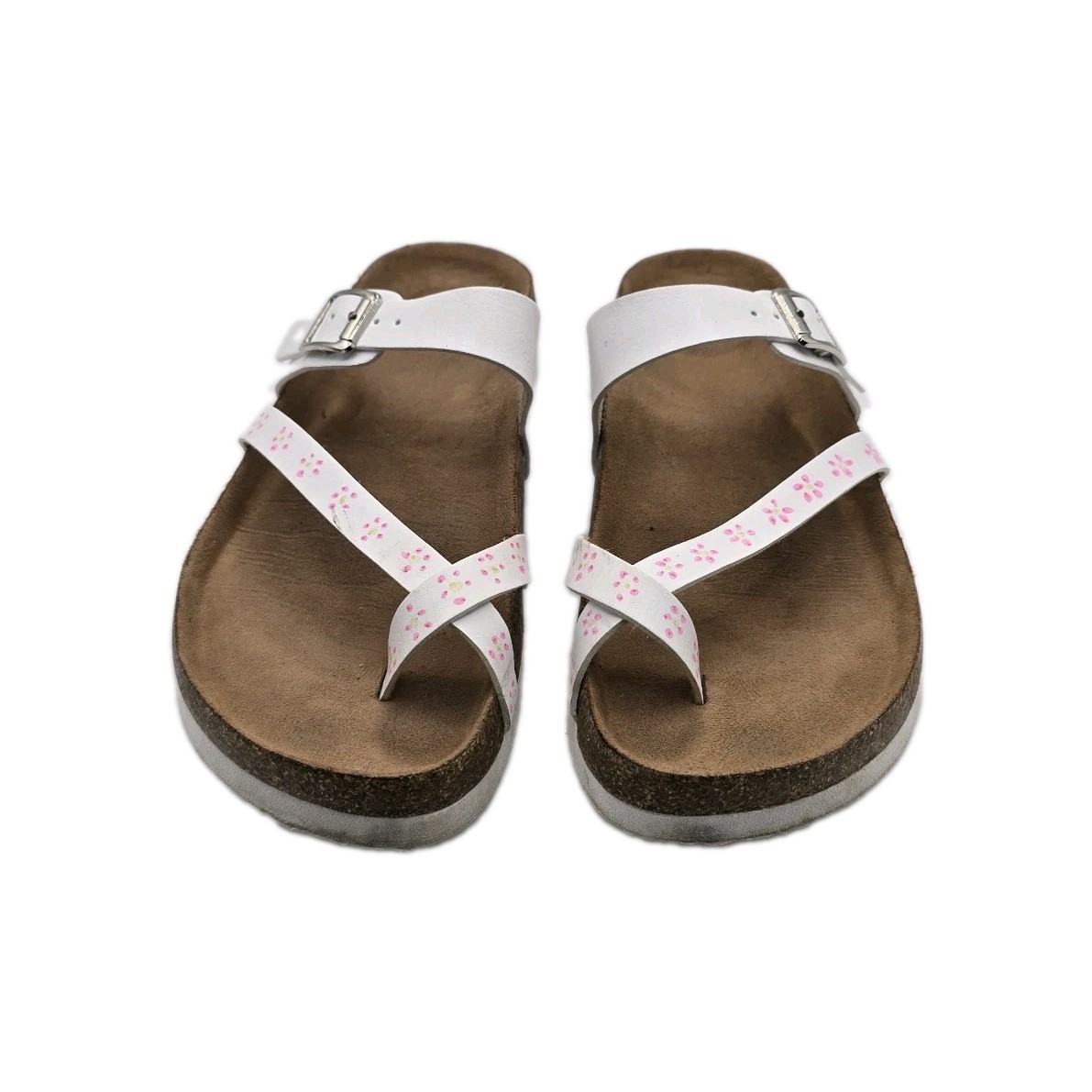 Time and Tru Flats Thong Sandals White Slip Ons Women’s Size 7.5 Beach Vacation