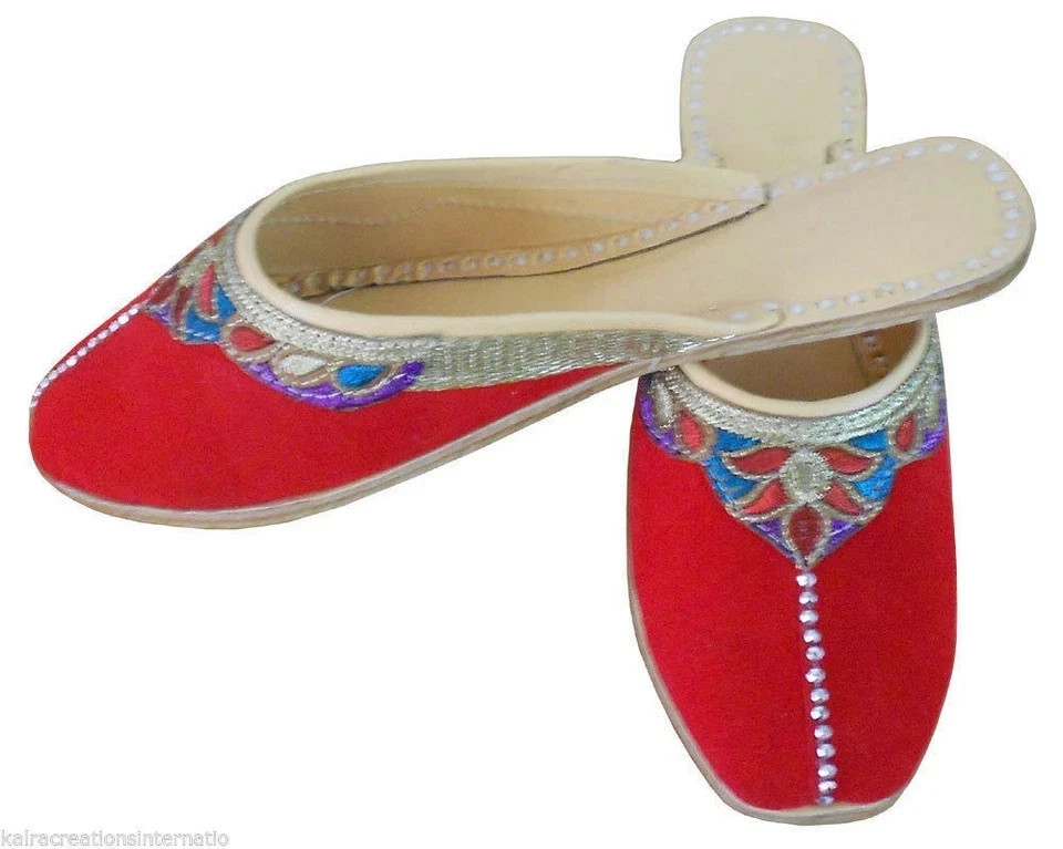 Women Clog Slippers Leather Handmade Indian Slippers Embroidered Clogs US 8/10
