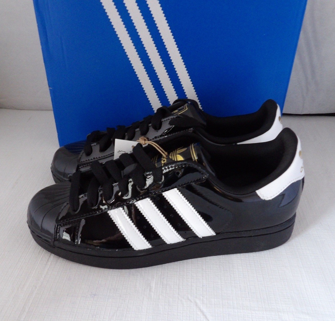NWOB Authentic ADIDAS SUPERSTAR II Black, White Patent Leather Women’s Size 9 M