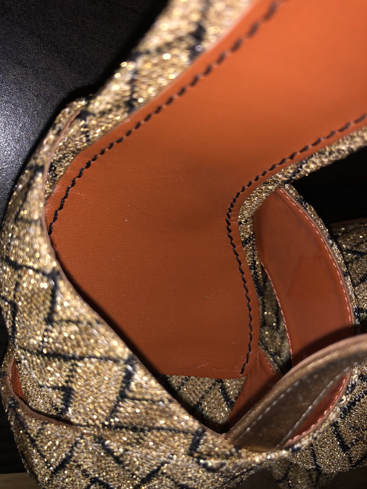 Missoni Chevron Pattern Gold Black Open Toe Platform Heels Size 8.5