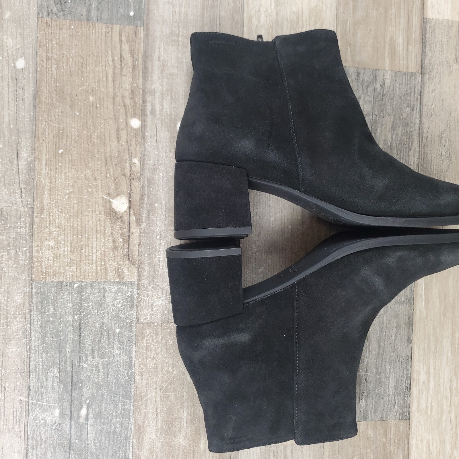 Vagabond Stina Womens Bootie Sz 10 Block Heel Black Suede Side Zip Ankle Boots