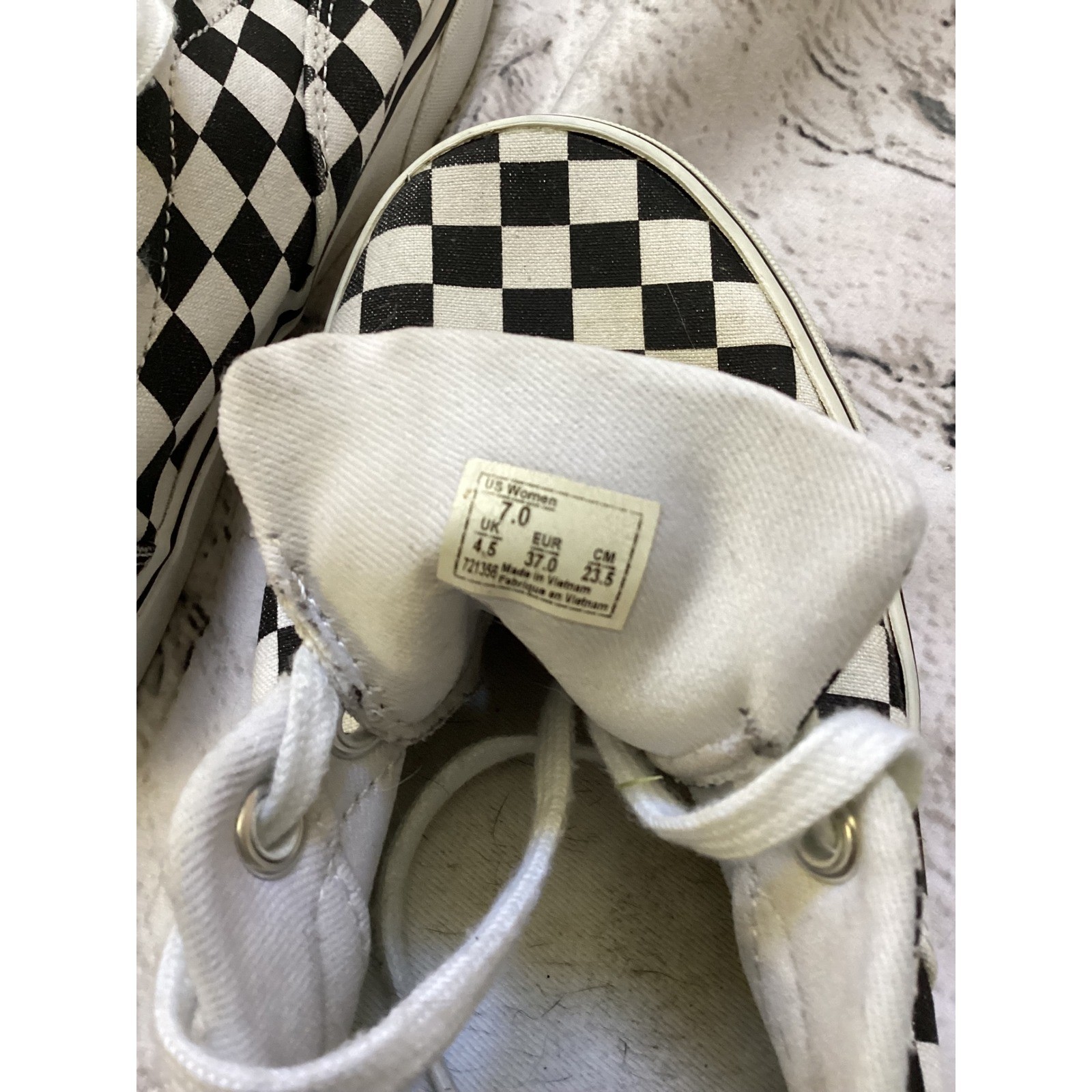 Vans Doheny Checkerboard Sneakers Womens 7 Black White Low Top Skate Shoes