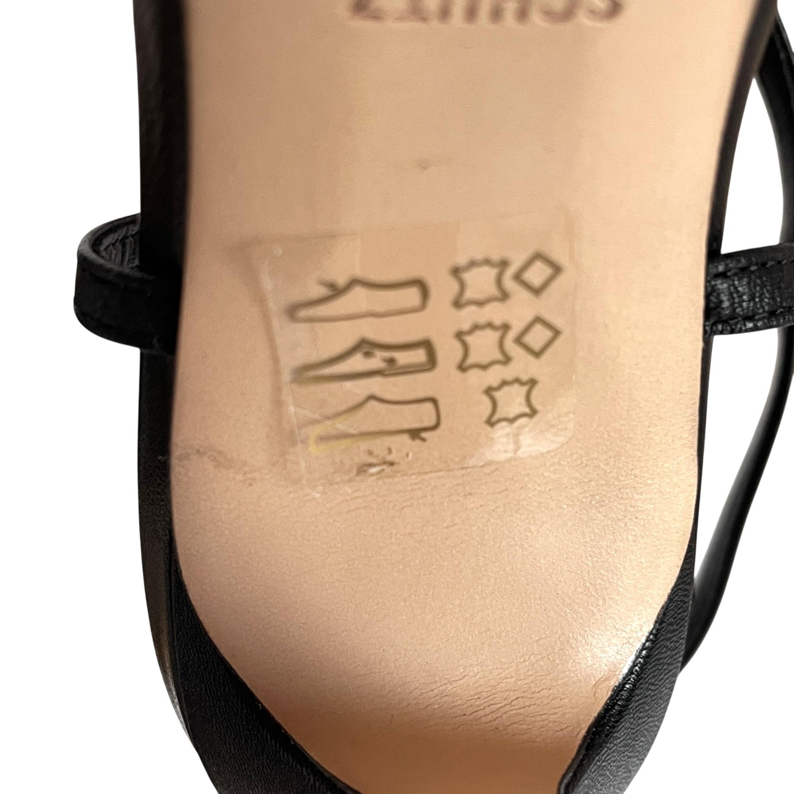 Schutz Aisha Square Toe Transparent Strap Strappy Heel Size 10B Black Leather
