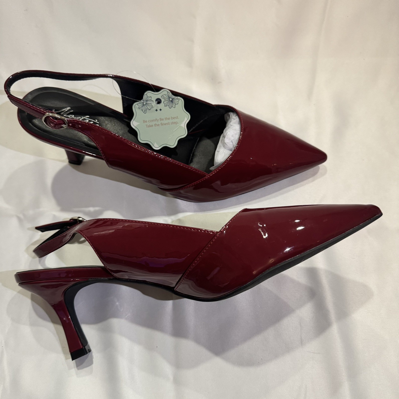 Burgundy Heel for Women Slingback Point Closed Toe Heels Slingback Ankle Strap